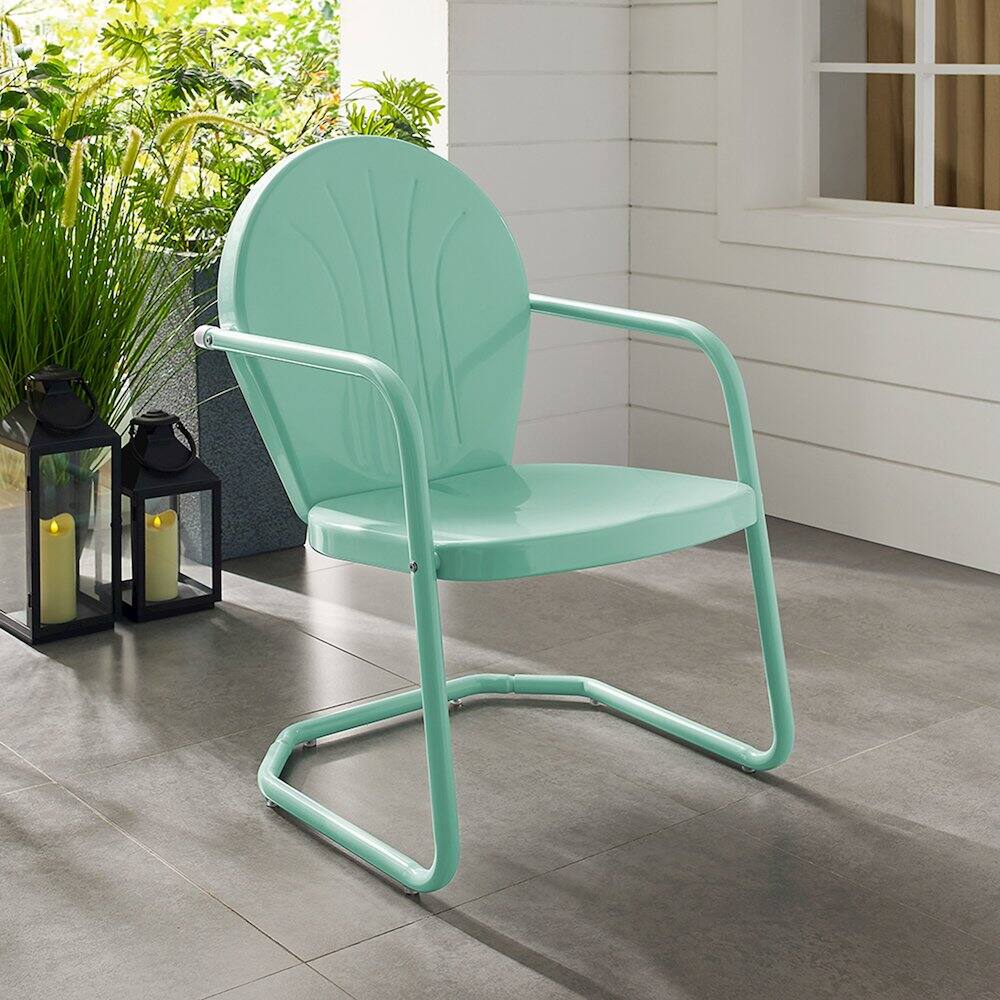 Alt View 8. Crosley Furniture - Griffith Retro Outdoor Chair - Aqua Gloss.