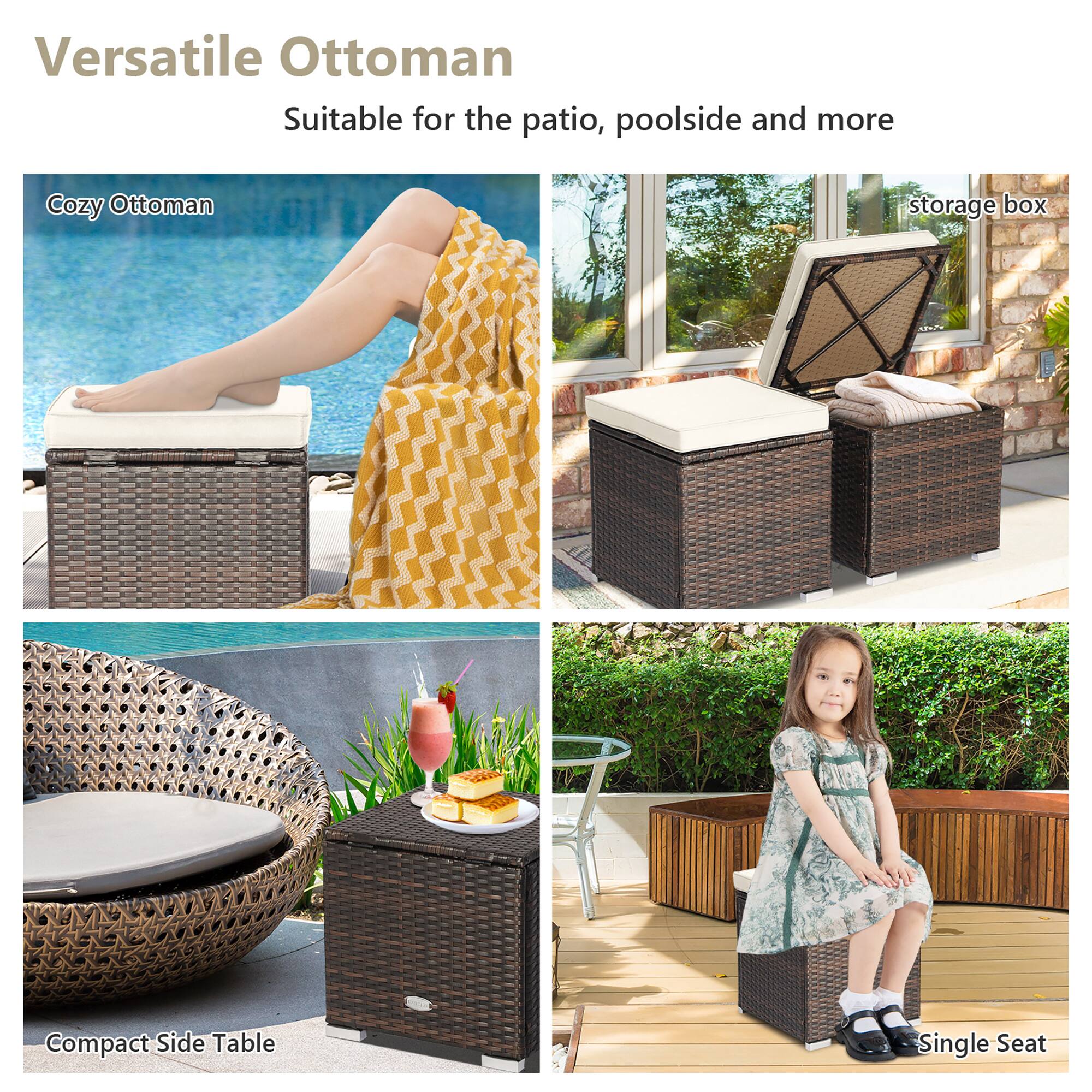 Versatile Ottoman Suitable for the patio, poolside and more Cozy Ottoman storage box Compact Side Table Single Seat