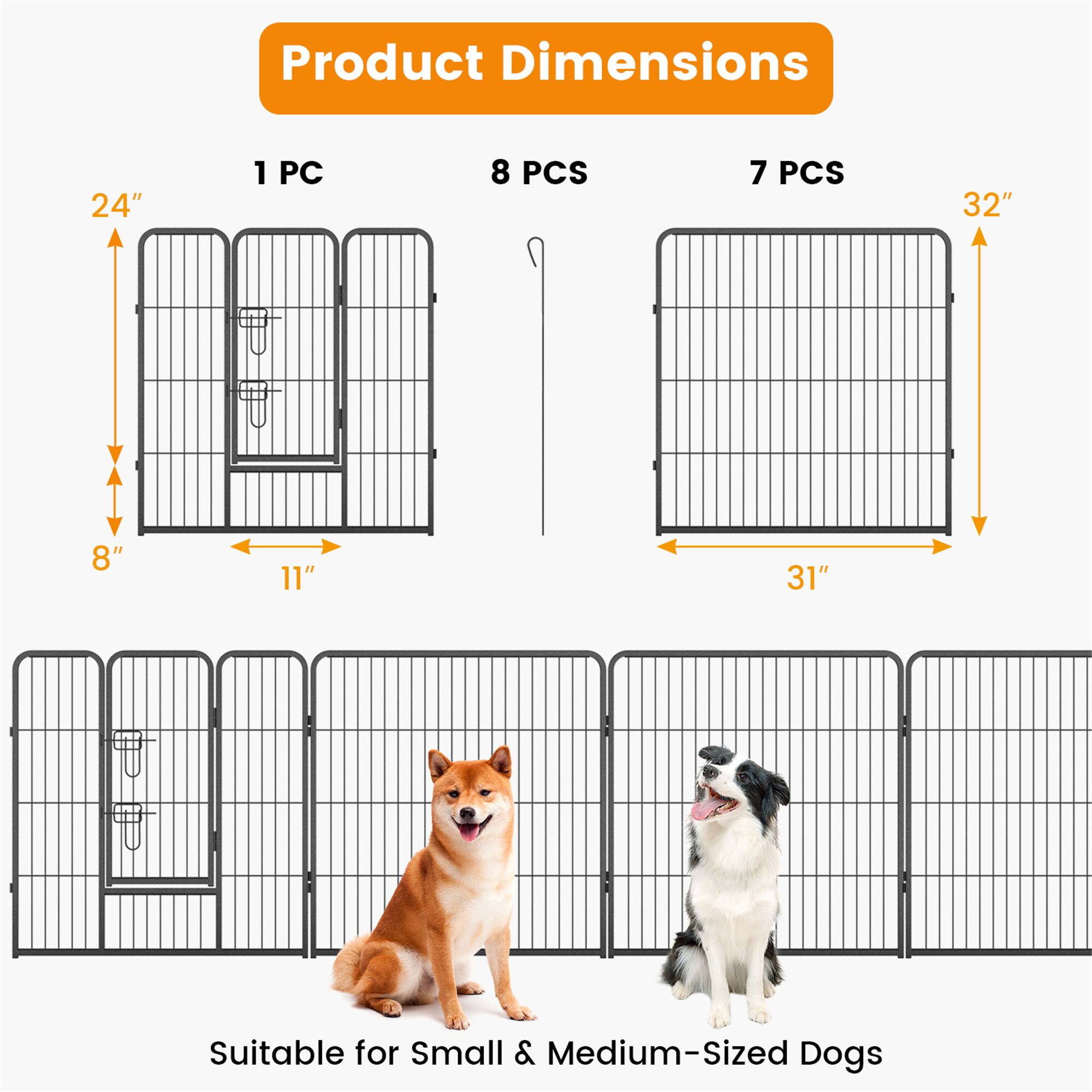 Product Dimensions

1 PC  
24" x 11" x 8"

8 PCS  
32" x 31"

Suitable for Small & Medium-Sized Dogs