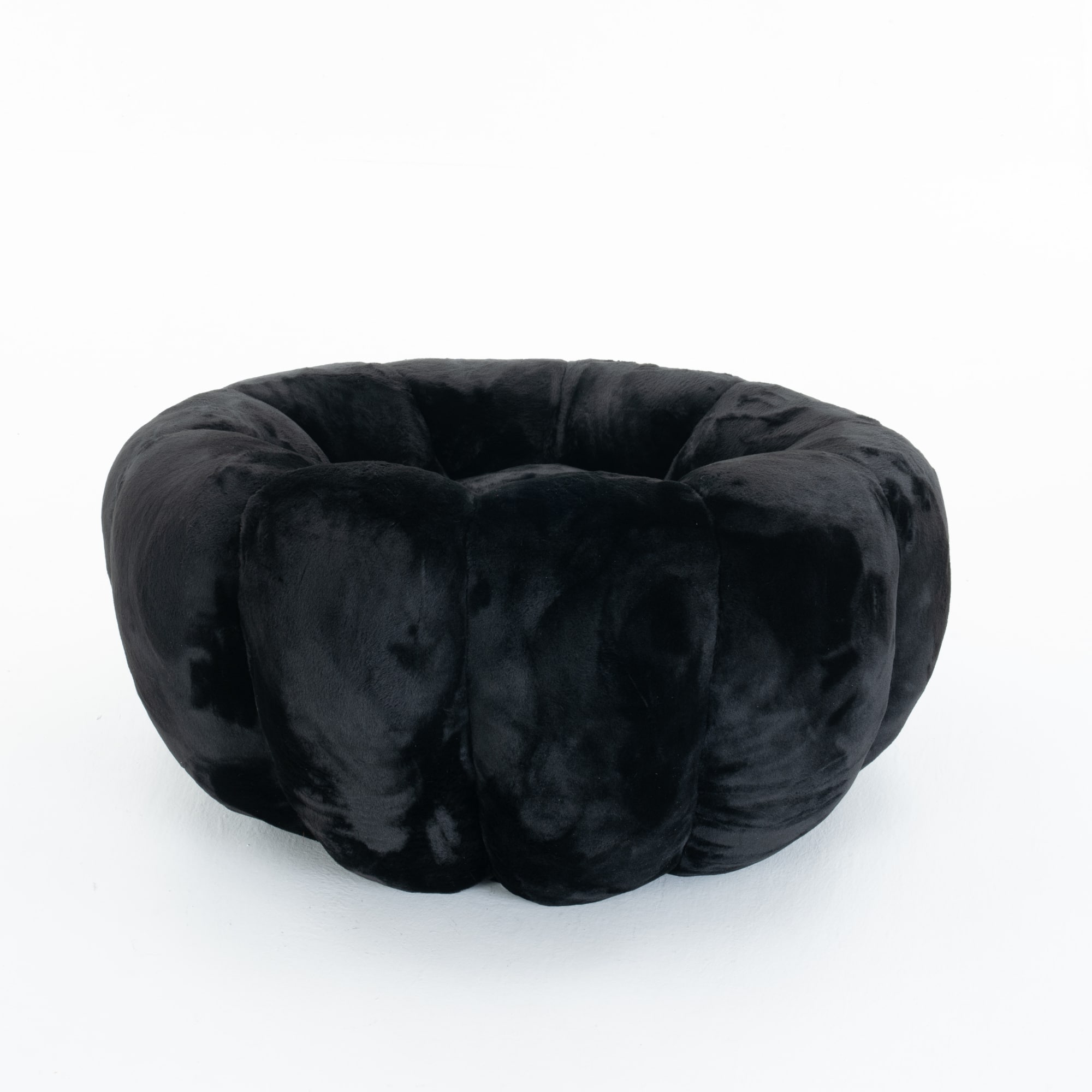 GOODSILO - Floral-Shaped Faux Fur Bean Bag Sofa, Ultra-Soft Large Reading Chair for Living Room or Bedroom, Single-Seater - Black