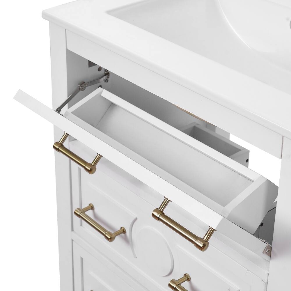 Alt View 7. Loheer - Loheer 24 inch bathroom vanity with sink White Freestanding Single Vanity Solid Wood Frame - White.