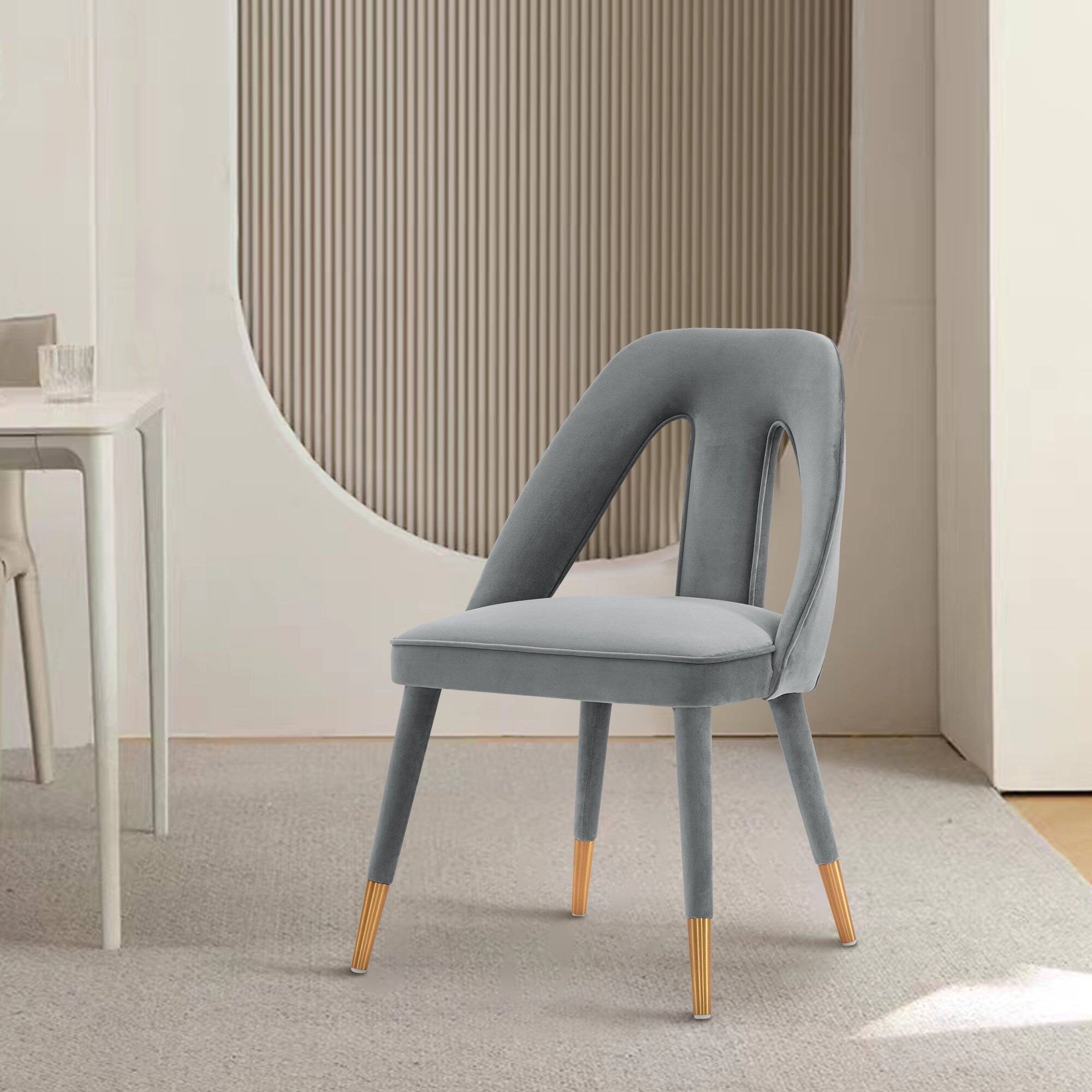 Angle. Manhattan Comfort - Neda Modern Upholstered Velvet Dining Chair - Gray.