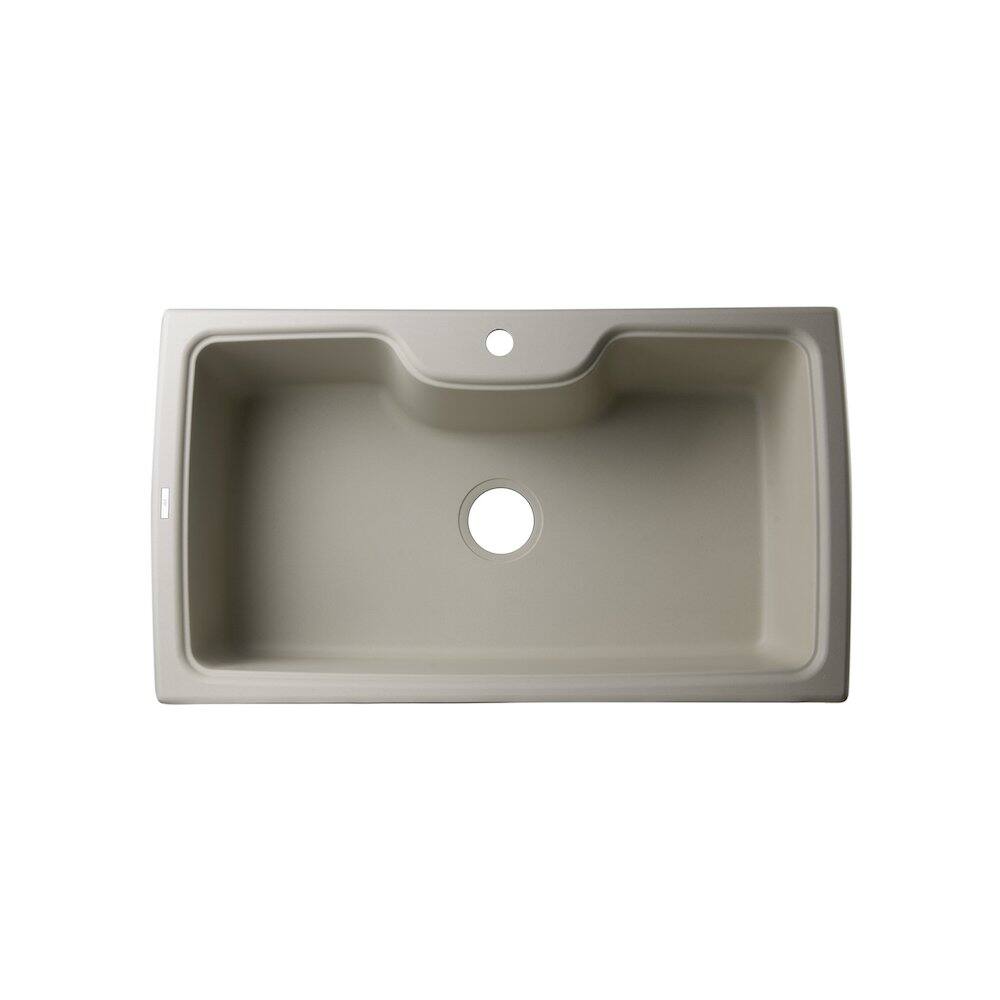 Front. Alfi - ALFI brand Biscuit 35 Drop-In Single Bowl Granite Composite Kitchen Sink - Beige.