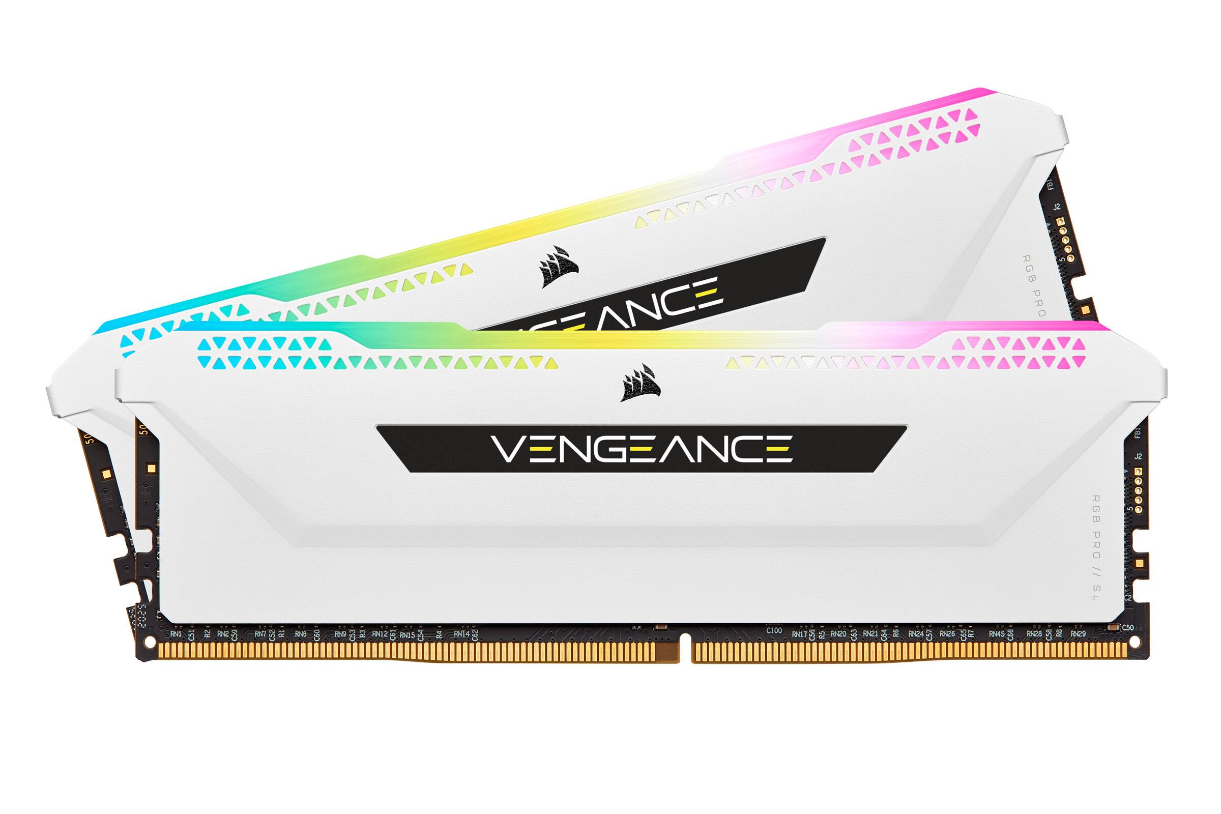 Front. CORSAIR - VENGEANCE RGB PRO SL 16GB (2PK 8GB)  3600MHz DDR4 C18 Desktop Memory Kit - White.