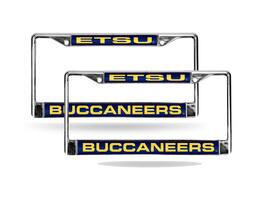 Rico Industries - East Tennessee St Buccaneers Chrome Metal Laser License Plate Frame - Set of 2 - Multi