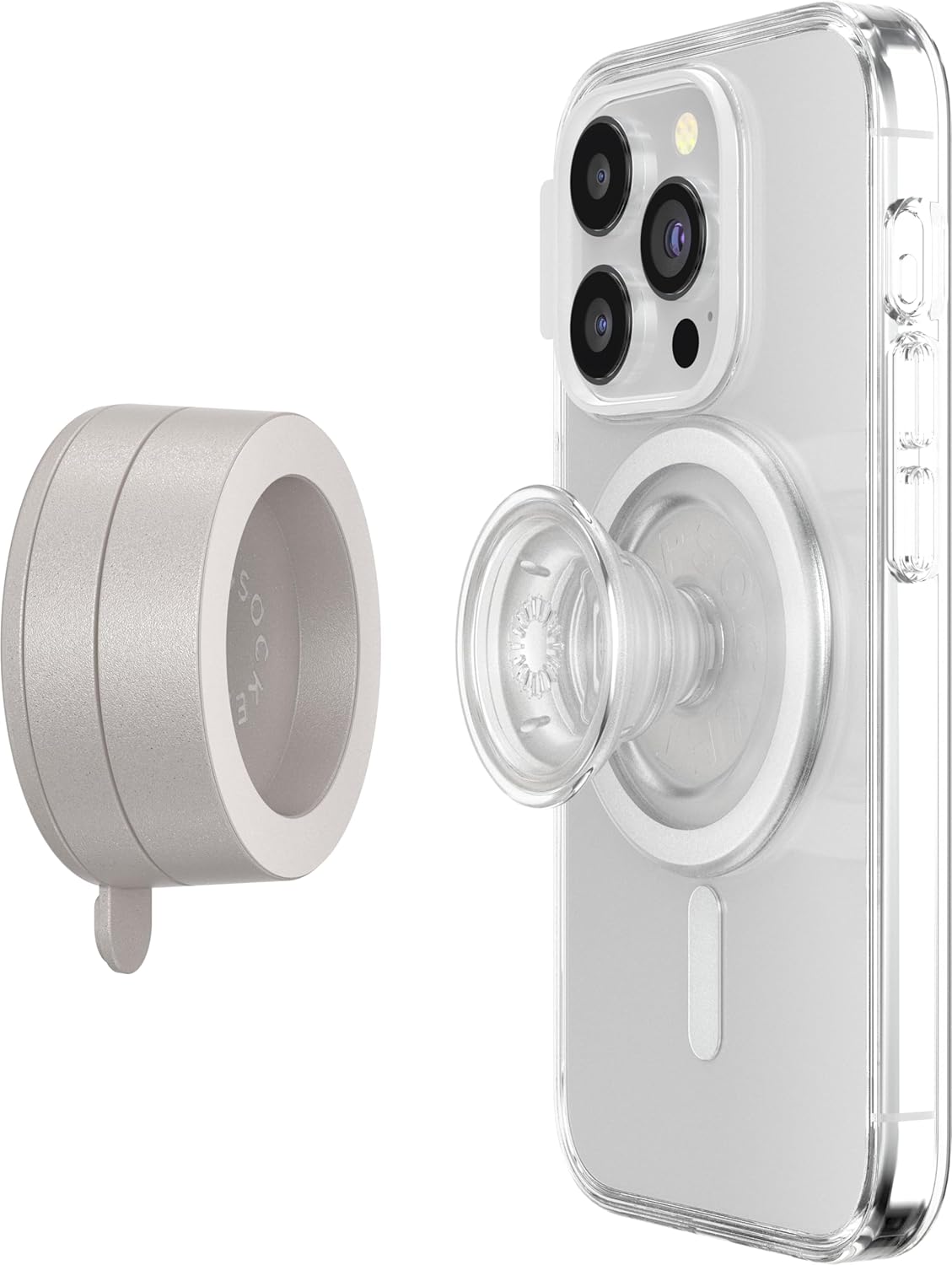 Alt View 11. PopSockets - Multi-Surface Magnetic Suction Phone with MagSafe for Mobile Phones - Metallic Horchata.