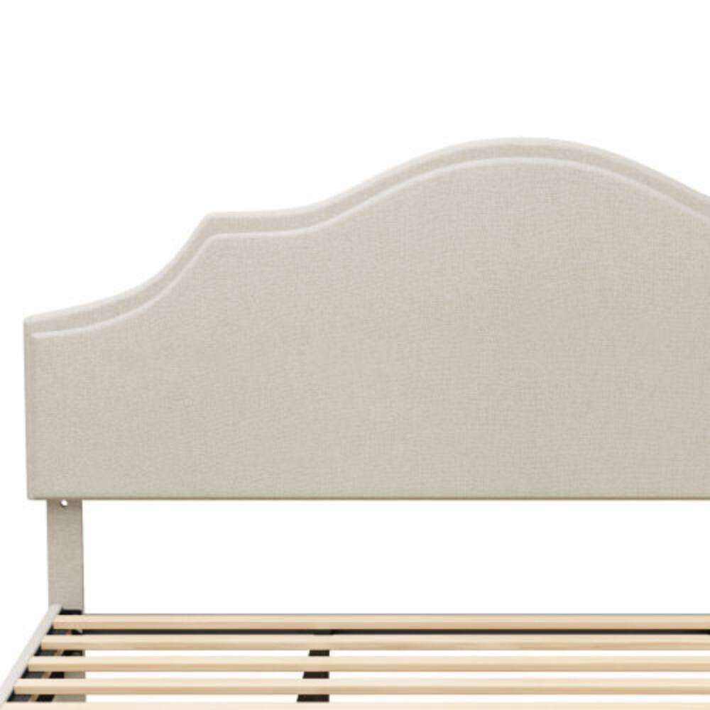Alt View 4. LUCKY ONE - King Size Platform Bed with Adjustable Headboard - No Box Spring Needed, 1000 lbs Cap - Beige.
