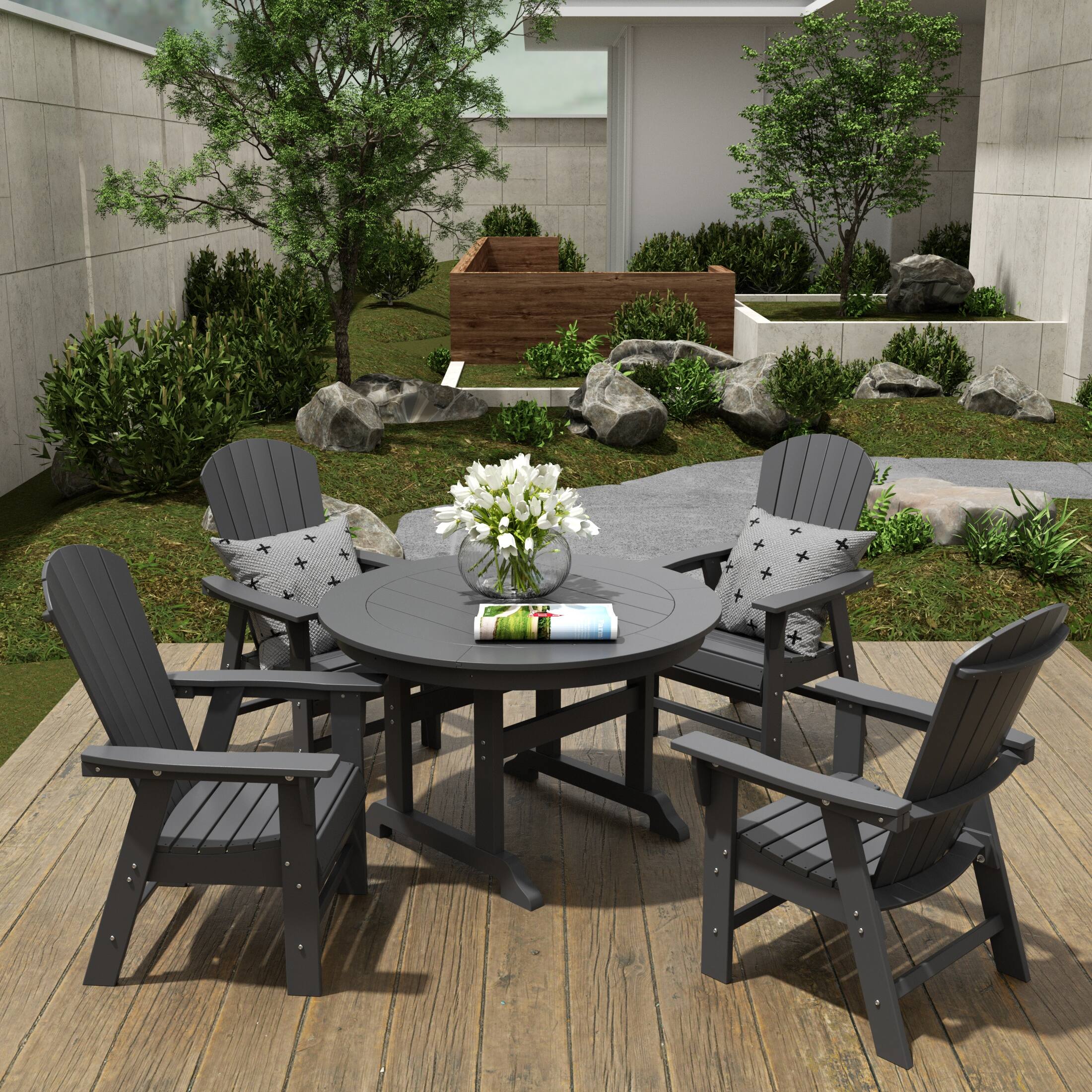 WestinTrends Dylan 5 Piece Outdoor Patio Dining Round Table and Shell ...