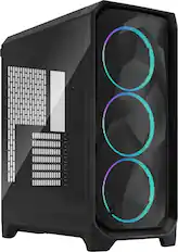 Front. Fractal Design - Meshify 3 RGB ATX mATX Black Chassis with Light Tinted TG Side Panel Mid-Tower PC Case - Black.