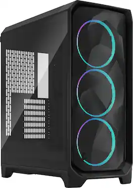 Fractal Design - Meshify 3 RGB ATX mATX Black Chassis with Light Tinted TG Side Panel Mid-Tower PC Case - Black