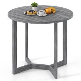 Pefilos - 36" Round Dining Table,Wing-Shaped Pedestal Base,Rubber Wood Legs,Non-Slip Pads - Black