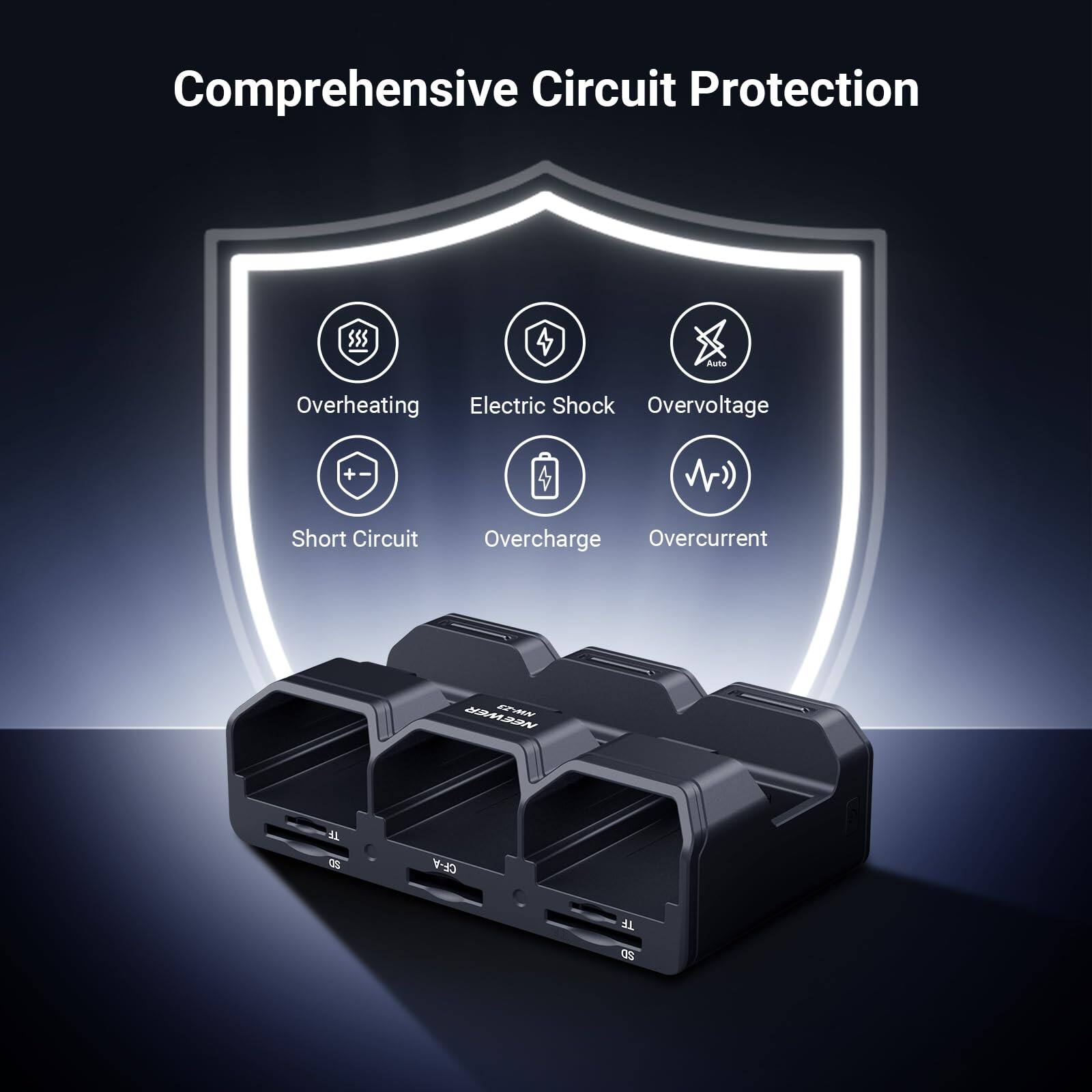 Comprehensive Circuit Protection

- Overheating
- Electric Shock
- Overvoltage
- Short Circuit
- Overcharge
- Overcurrent