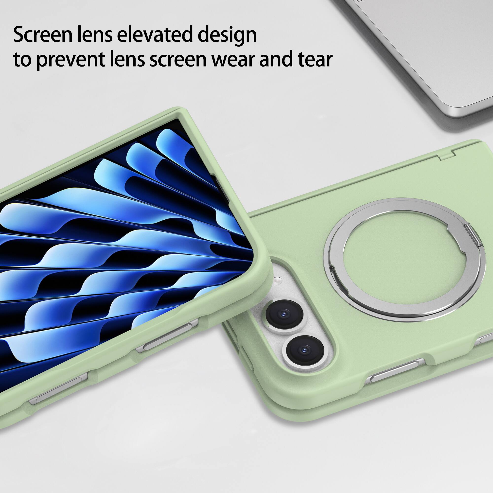 Screen lens elevated design to prevent lens screen wear and tear