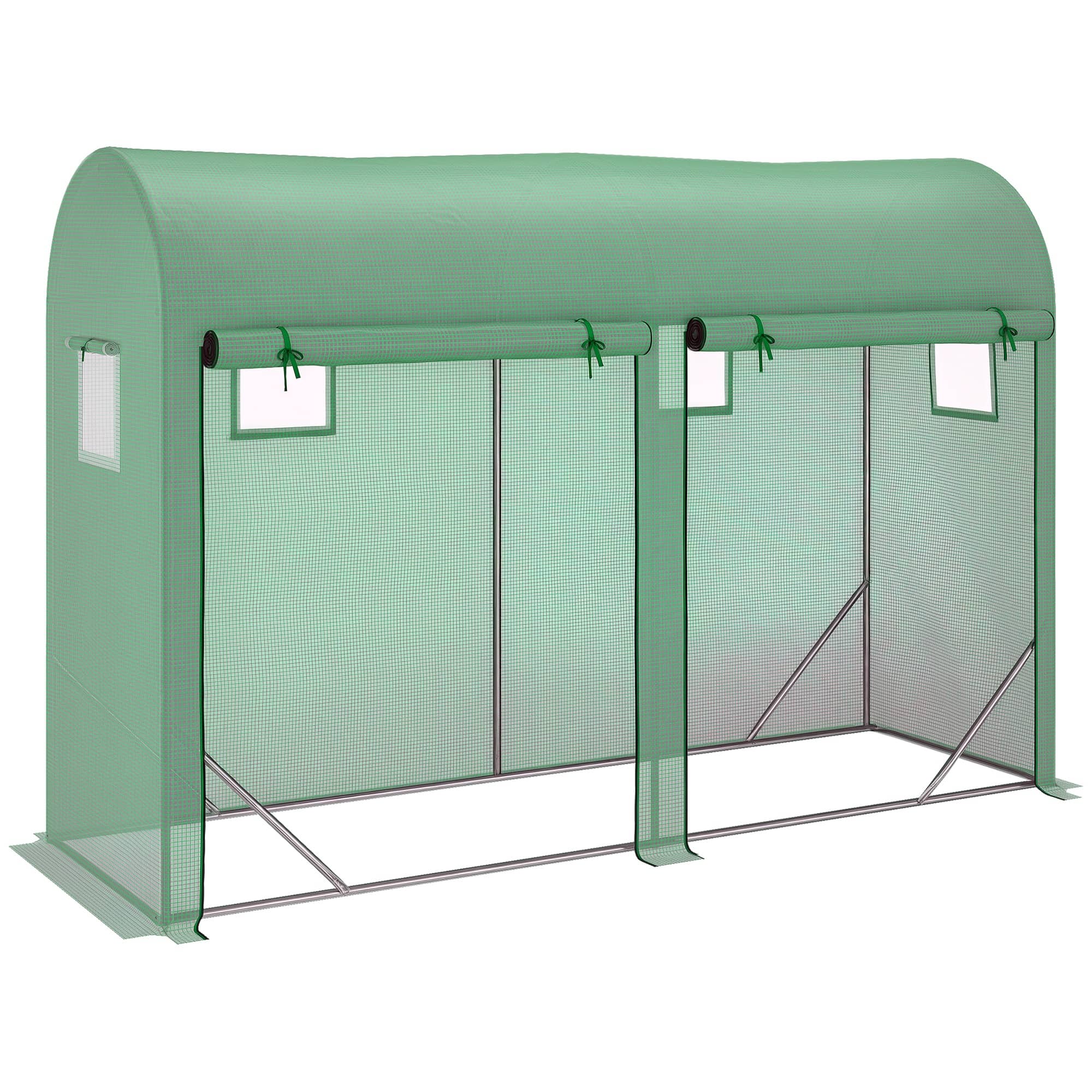 Outsunny - 10' x 3' x 7' Walk-in Lean-to Greenhouse, Steel, 4 Zipper Roll-up Windows & 2 Doors, UV Protecting PE Cover price history on PriceWatchPro