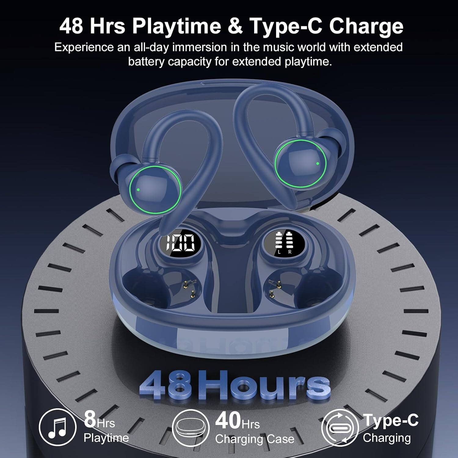 48 Hrs Playtime & Type-C Charge

Experience an all-day immersion in the music world with extended battery capacity for extended playtime.

8 Hrs Playtime
40 Hrs Charging Case
Type-C Charging