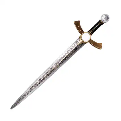 Front. Underwraps - Inscription Gold & Silver Sword 30 Inch Foam Adult Costume Accessory - Silver.