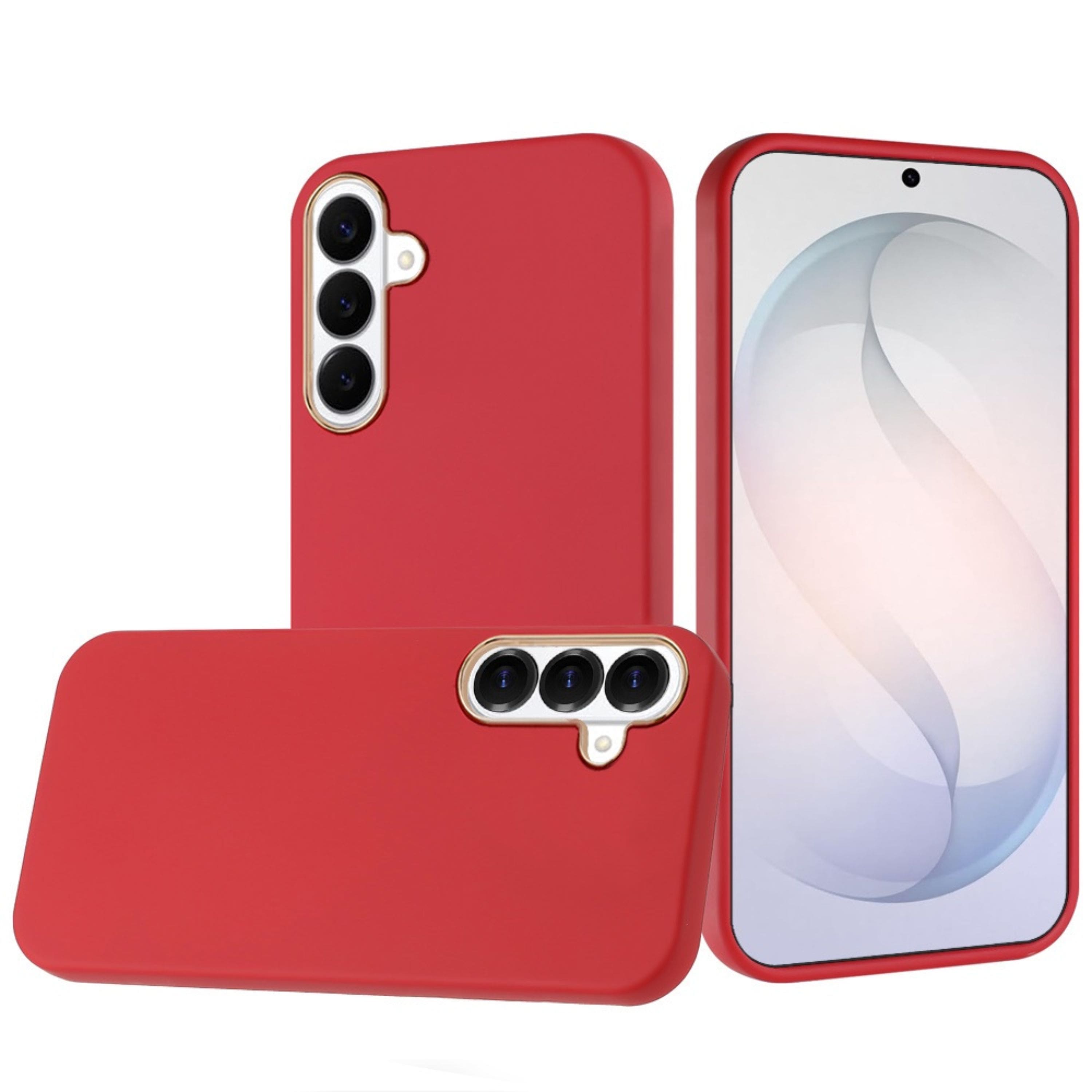 Kitcheniva - Premium Soft Cover With Chrome Buttons Tempered Glass For Samsung S26 FE - Red price history on PriceWatchPro