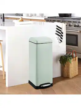 GARVEE - 8 Gallon Step Open Trash Can With Soft Close Lid Modern Minimalistic For Home Kitchen Laundry Room - Green