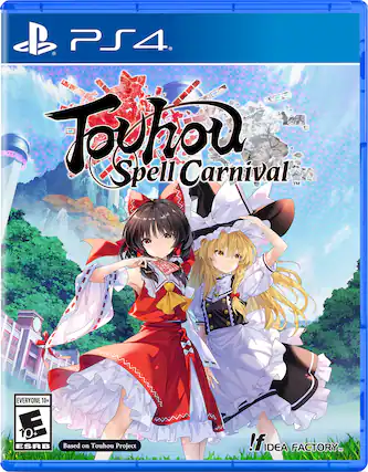 Touhou Spell Carnival is a video game for the PlayStation 4 console. It is rated E (for Everyone) and has a rating of 10+. The game is based on the Touhou Project and is developed by Idea Factory. - E10+ (Everyone 10+)