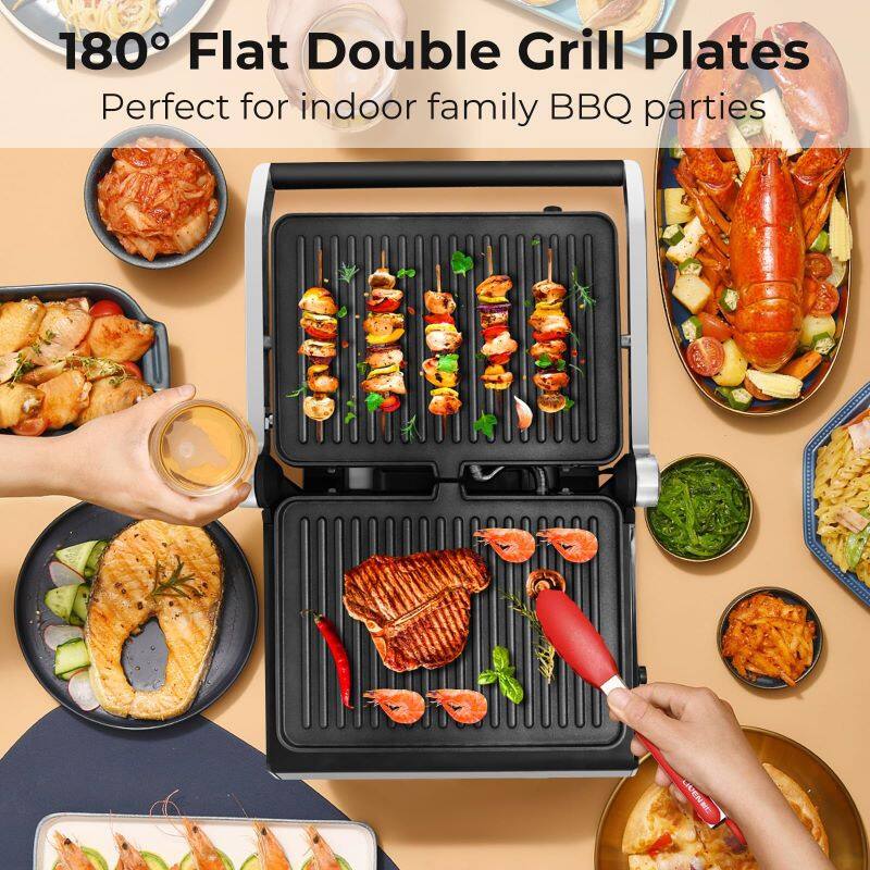 180° Flat Double Grill Plates  
Perfect for indoor family BBQ parties