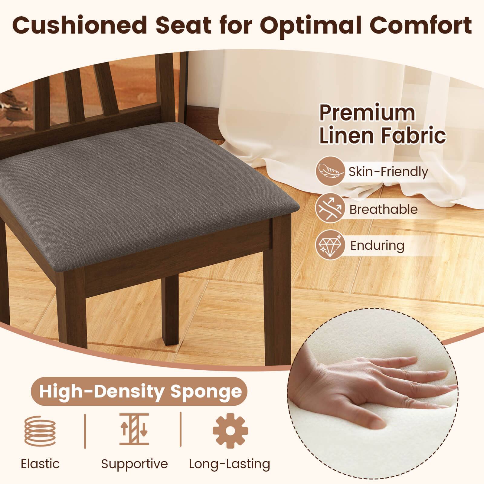 Cushioned Seat for Optimal Comfort, Premium Linen Fabric, Skin-Friendly, Breathable, Enduring, High-Density Sponge, Elastic, Supportive, Long-Lasting