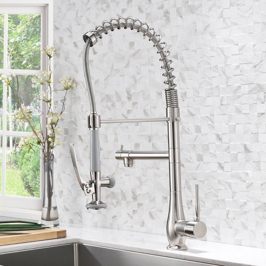Alt View 2. Boyel Living - Silver Single Handle Pull Down Sprayer Kitchen Faucet - Silver.