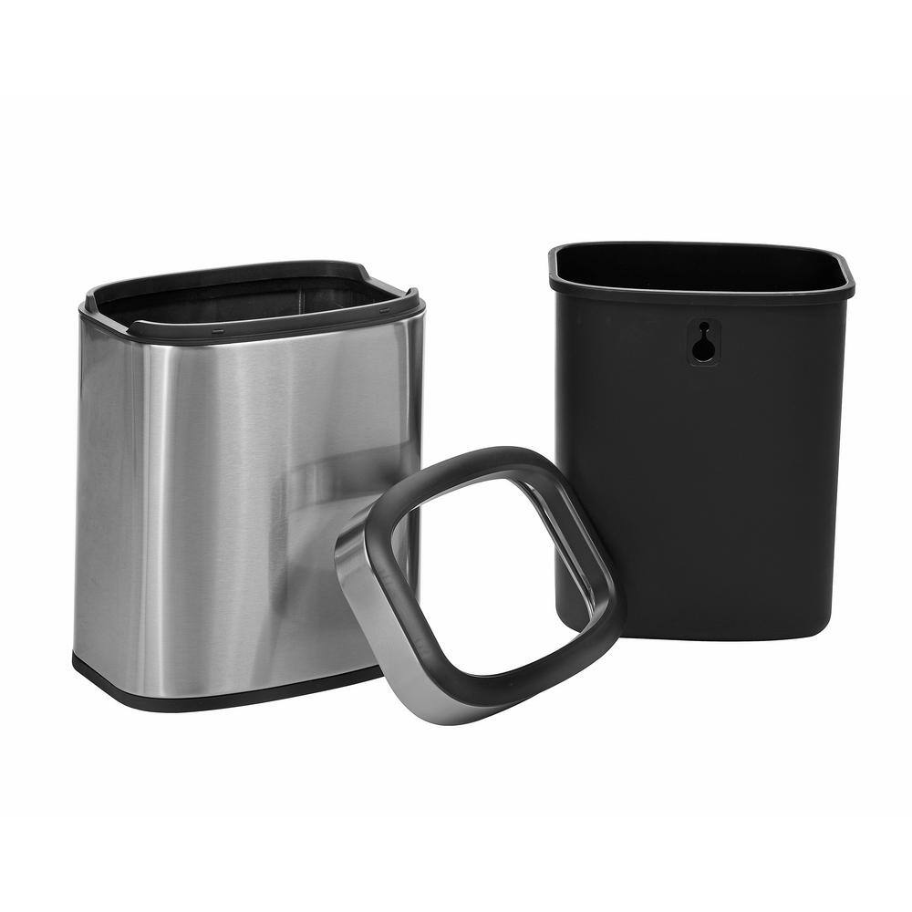 Angle. Alpine Industries - Stainless Steel 2.6 Gallon Kitchen Indoor Trash Can - Stainless Steel.