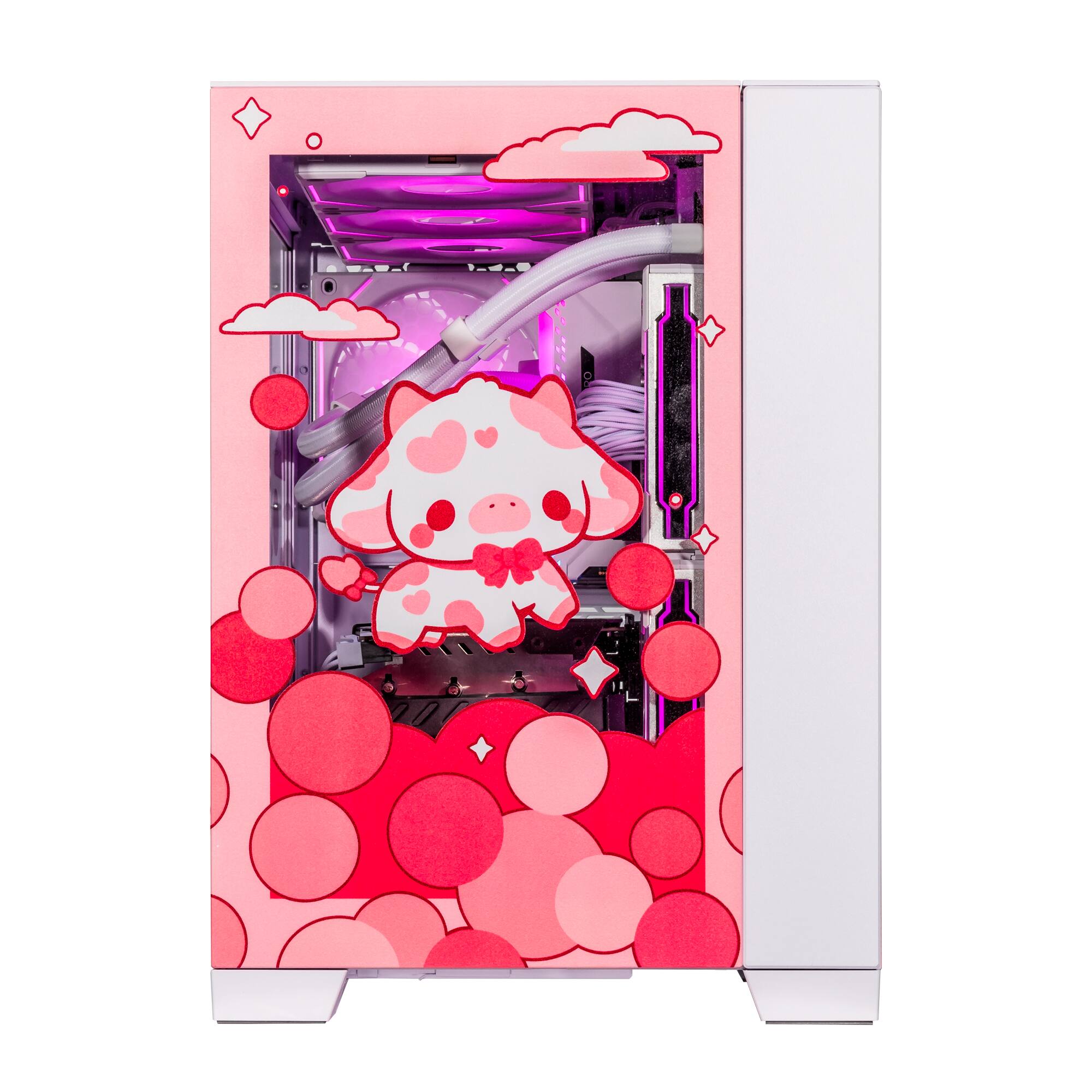 Alt View 7. Velztorm - Velztorm Bubble Cow Custom Gaming Desktop (Ryzen 7 5700X, 16GB, 1TB SSD + 2TB HDD, RTX 5070, Win 11 Pro ) - Rose Pink.