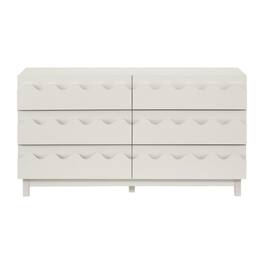 Boyel Living - Modern 6 Drawer Dresser 60-in L x 18-in W x 33-in H Chest of Drawers with Solid Wood Legs for Bedroom Living Room - Ivory