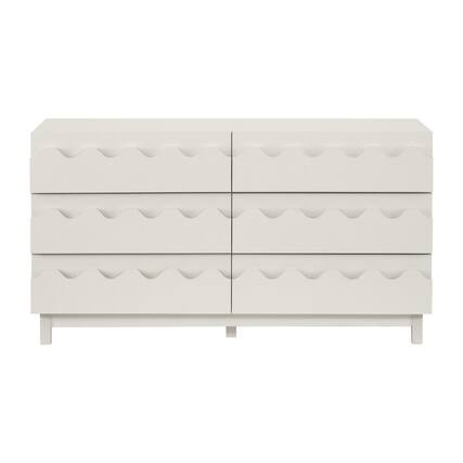 Front. Boyel Living - Ivory Modern 6 Drawer Dresser 60-in L x 18-in W x 33-in H Chest of Drawers with Solid Wood Legs for Bedroom Living Room - Ivory.
