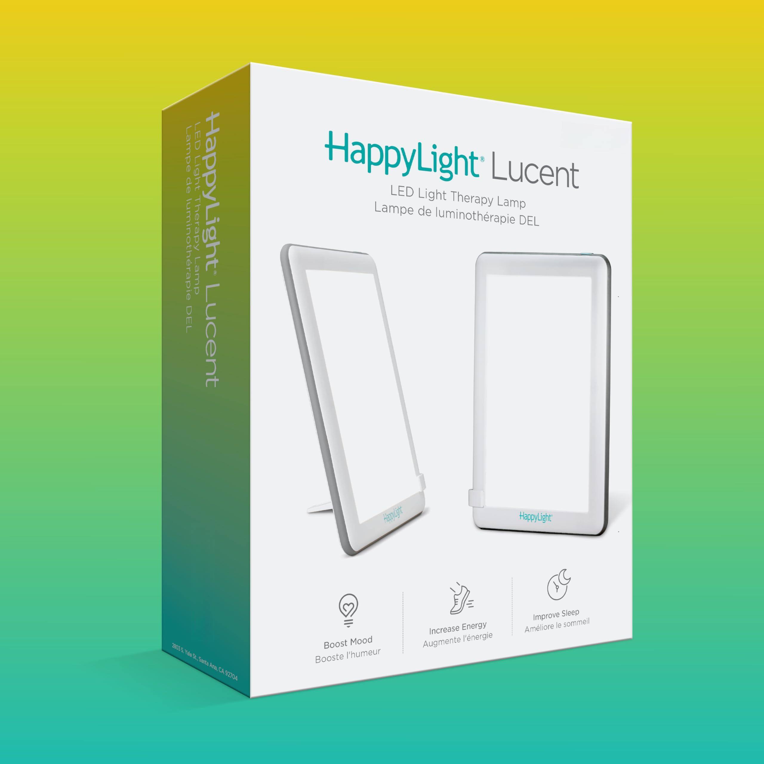 HappyLight® Lucent  
LED Light Therapy Lamp  
Lampe de luminothérapie DEL  

Boost Mood  
Booste l'humeur  

Increase Energy  
Augmente l'énergie  

Improve Sleep  
Améliore le sommeil
