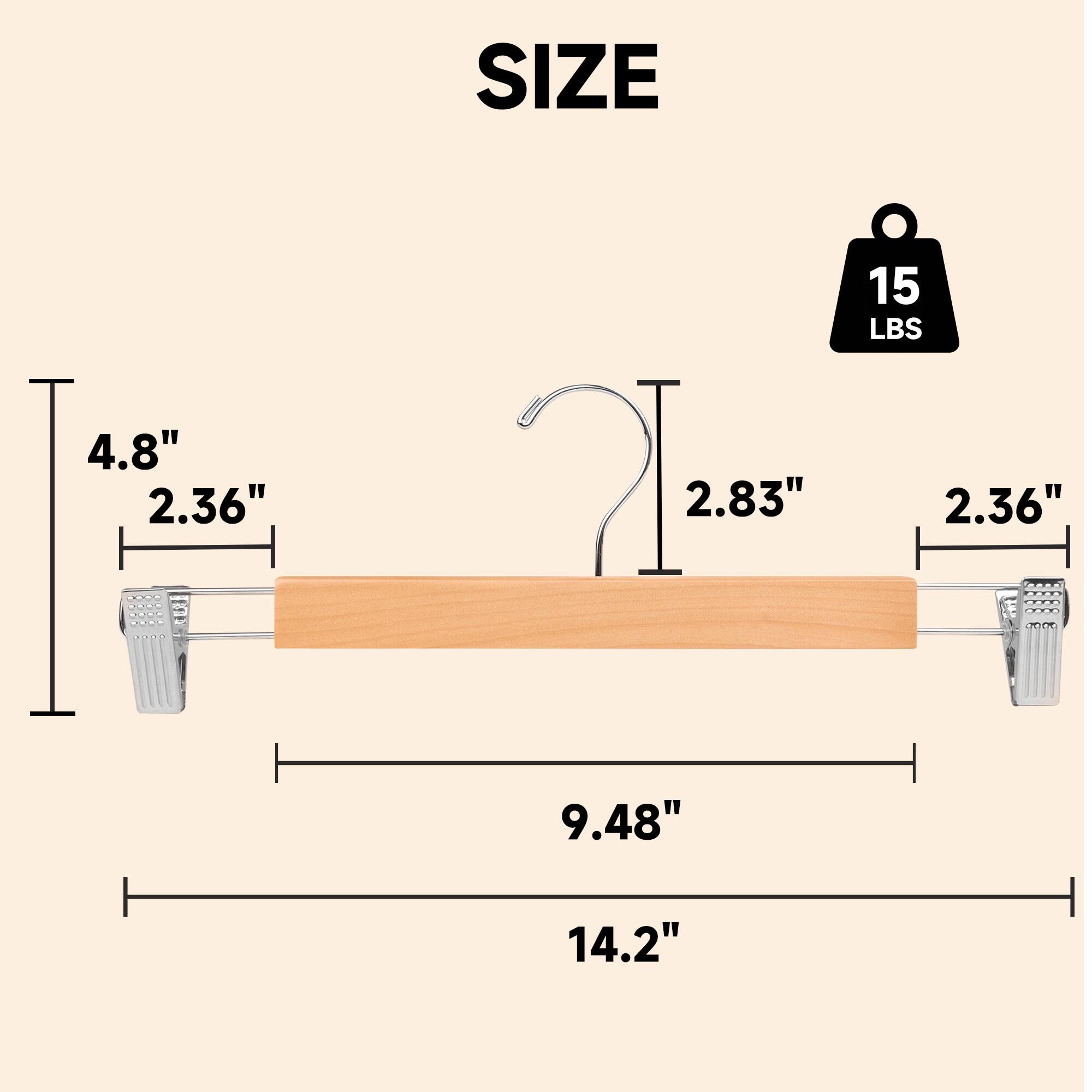 Sure, here is the corrected and grouped text from the image:

- **Size:**
  - 4.8" (height)
  - 2.36" (width)
  - 2.83" (height of the hook)
  - 2.36" (width of the hook)
  - 9.48" (length of the wooden bar)
  - 14.2" (total length including hooks)
  - 15 LBS (weight)