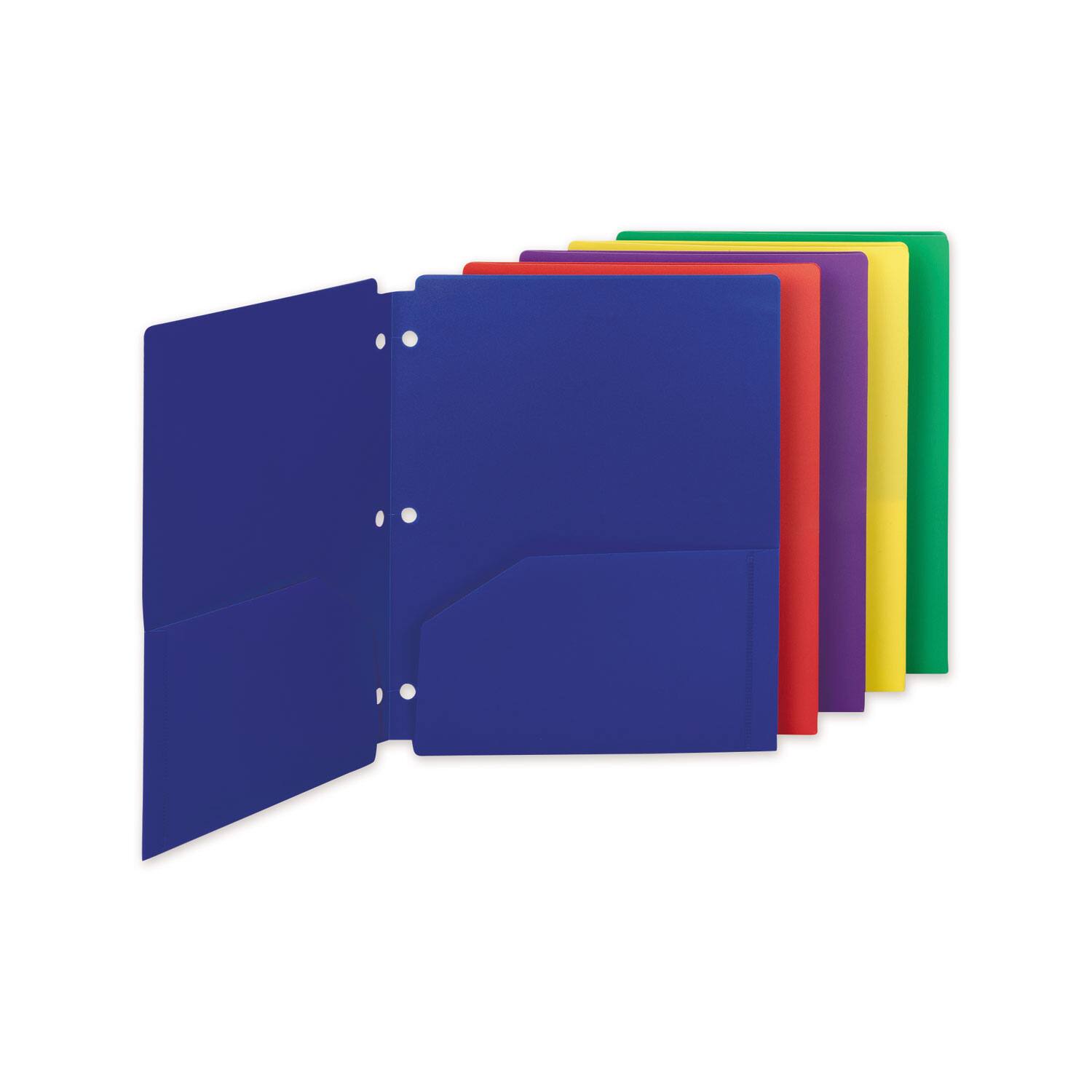 Angle. Smead Manufacturing - Poly Snap-In Two-Pocket Folder, 50-Sheet Capacity, 11 X 8.5, Assorted, 10/pack.