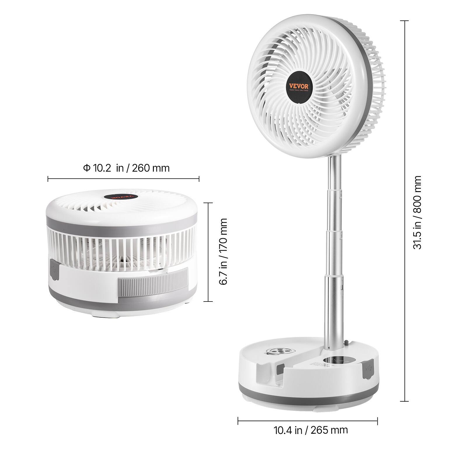 VEVOR

- Ø 10.2 in / 260 mm
- 6.7 in / 170 mm
- 10.4 in / 265 mm
- 35.5 in / 800 mm