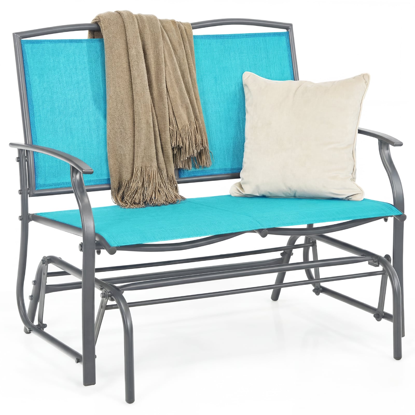 Costway - Patio Glider Rocking Bench Double 2 Person Chair Loveseat Garden - Turquoise price history on PriceWatchPro
