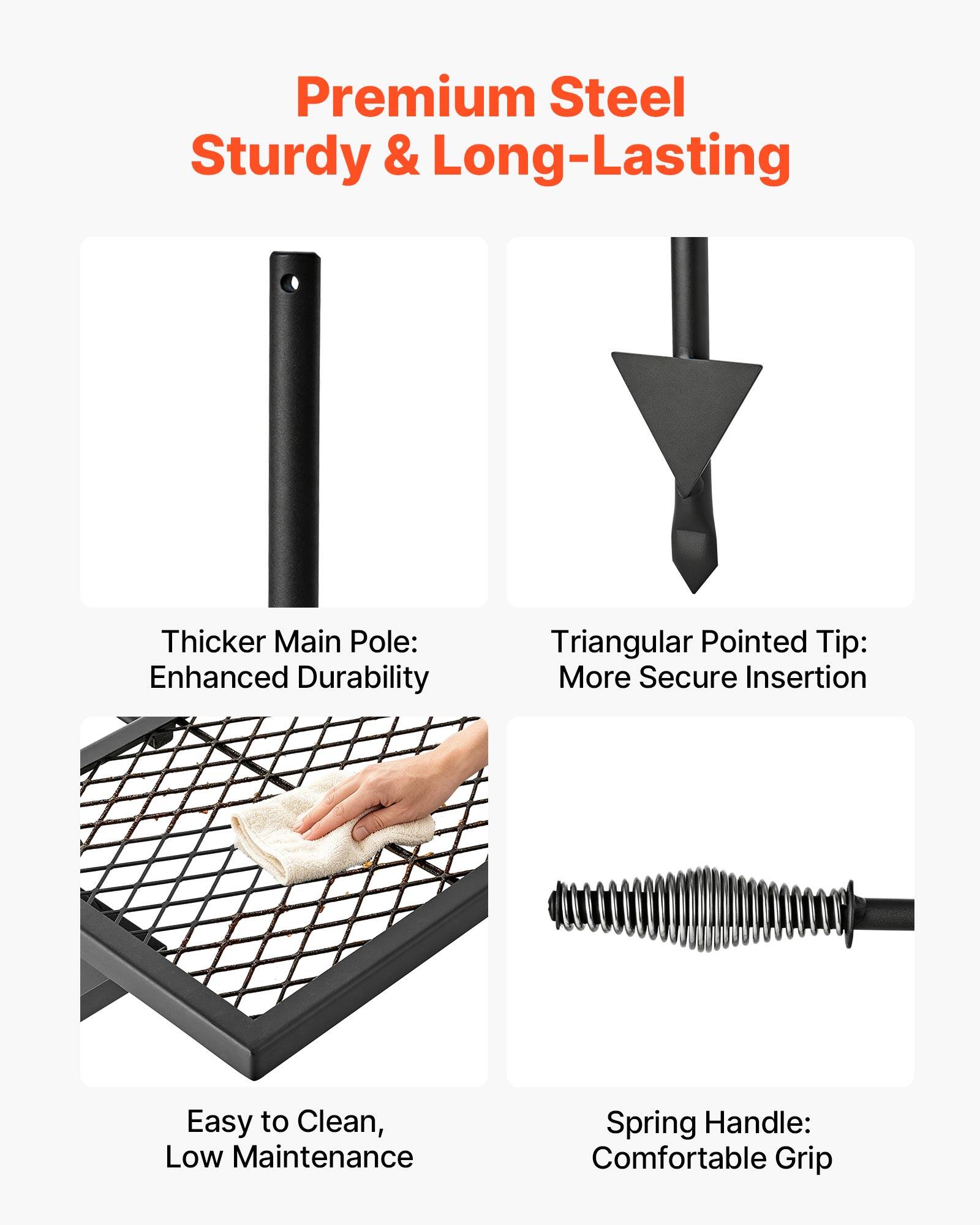 Premium Steel Sturdy & Long-Lasting

Thicker Main Pole: Enhanced Durability

Triangular Pointed Tip: More Secure Insertion

Easy to Clean, Low Maintenance

Spring Handle: Comfortable Grip