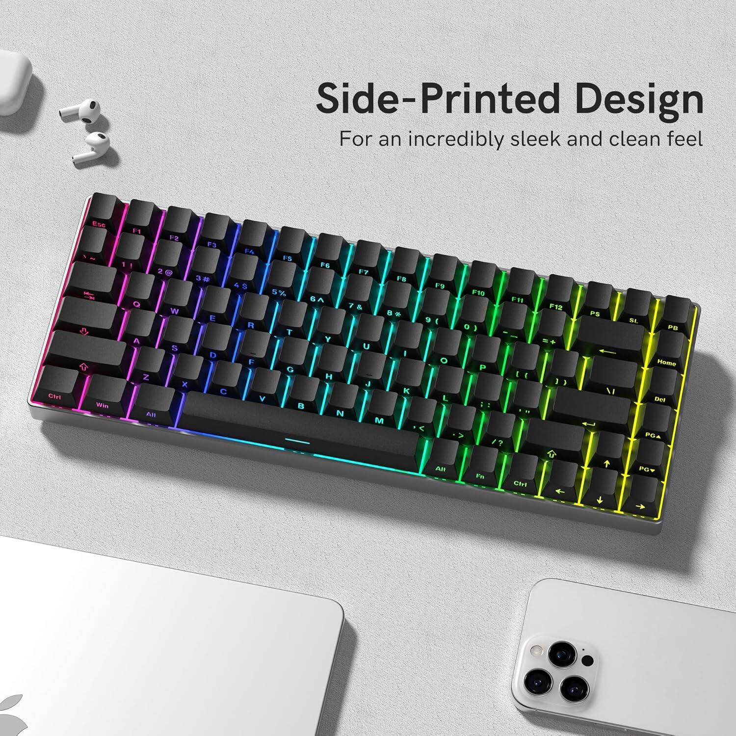 Side-Printed Design  
For an incredibly sleek and clean feel