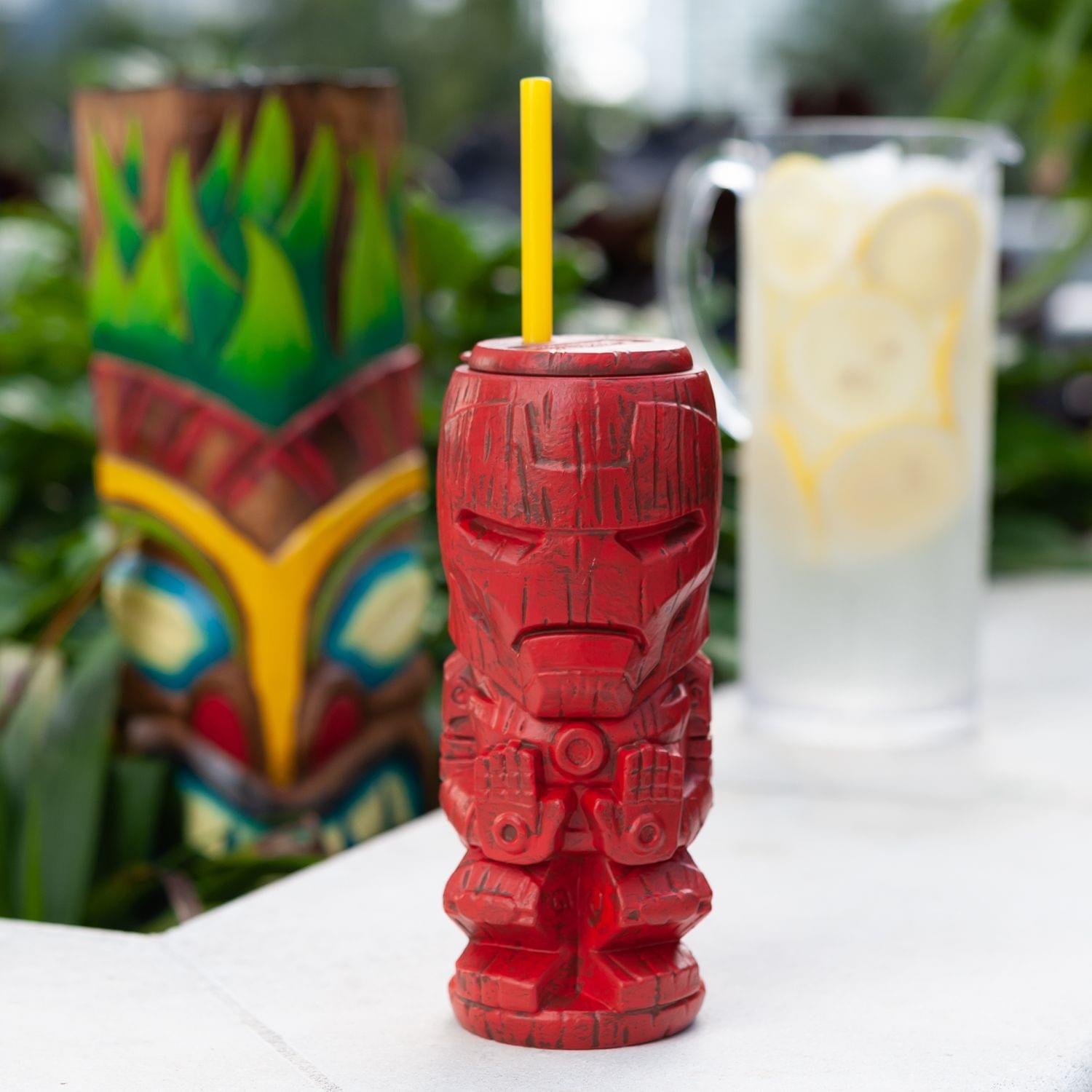 Alt View 4. Marvel - Geeki Tikis Marvel Iron Man Tumbler | Tiki Style Plastic Cup | Holds 22 Ounces - Red.