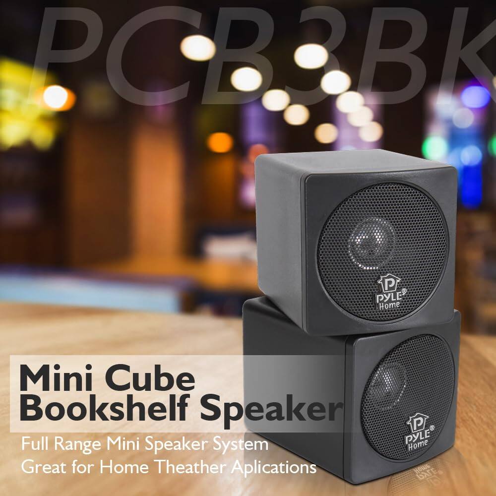 CB&BK P PYLE Home Mini Cube Bookshelf Speaker Full Range Mini Speaker System Great for Home Theater Applications P PYLE Home smol AE B