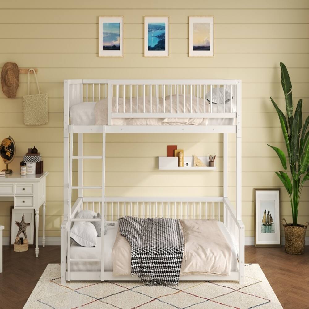 Alt View 2. Loheer - Loheer Full XL Over Queen Bunk Bed Heavy Duty Metal White - White.
