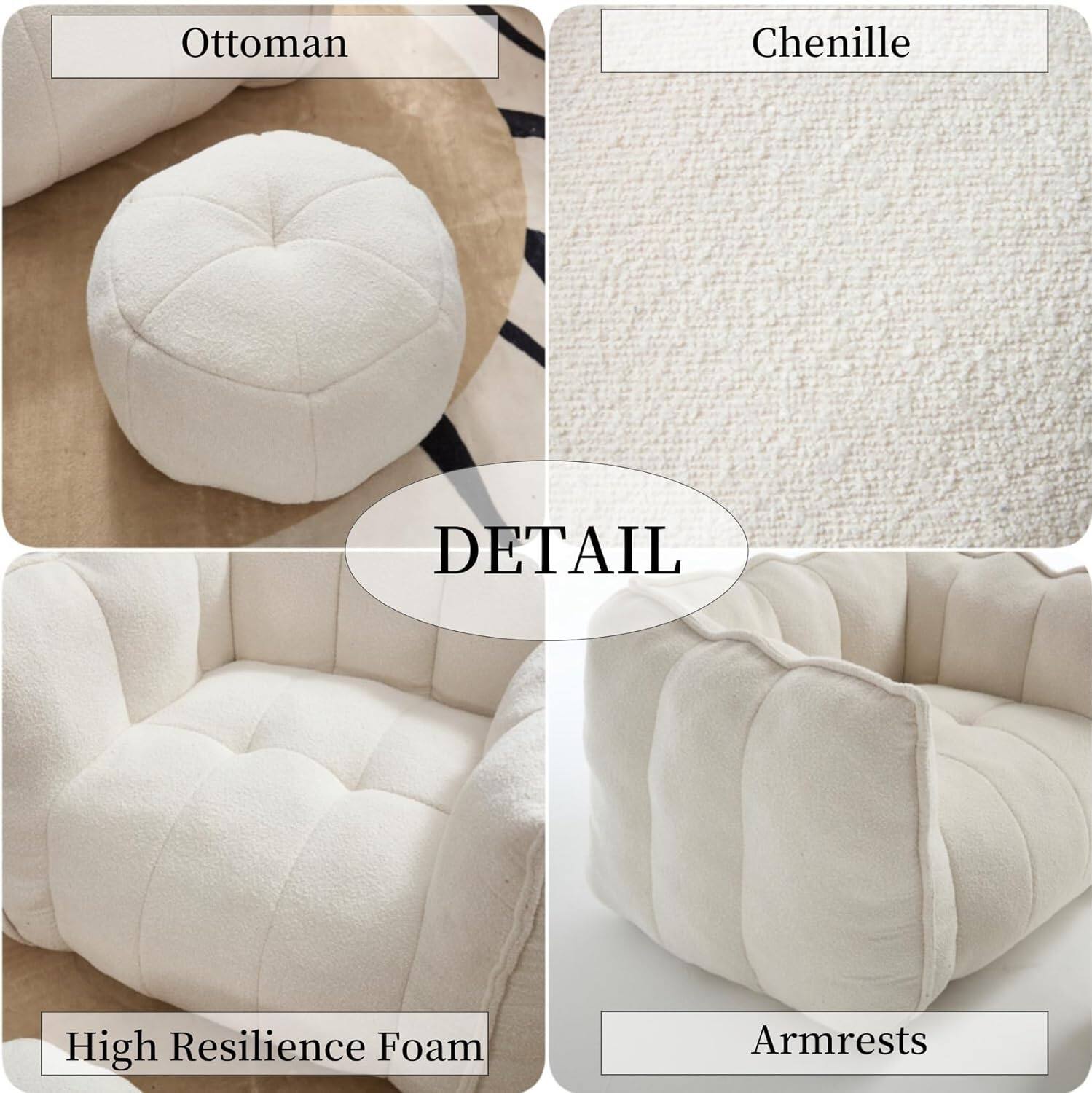 Ottoman Chenille DETAIL High Resilience Foam Armrests