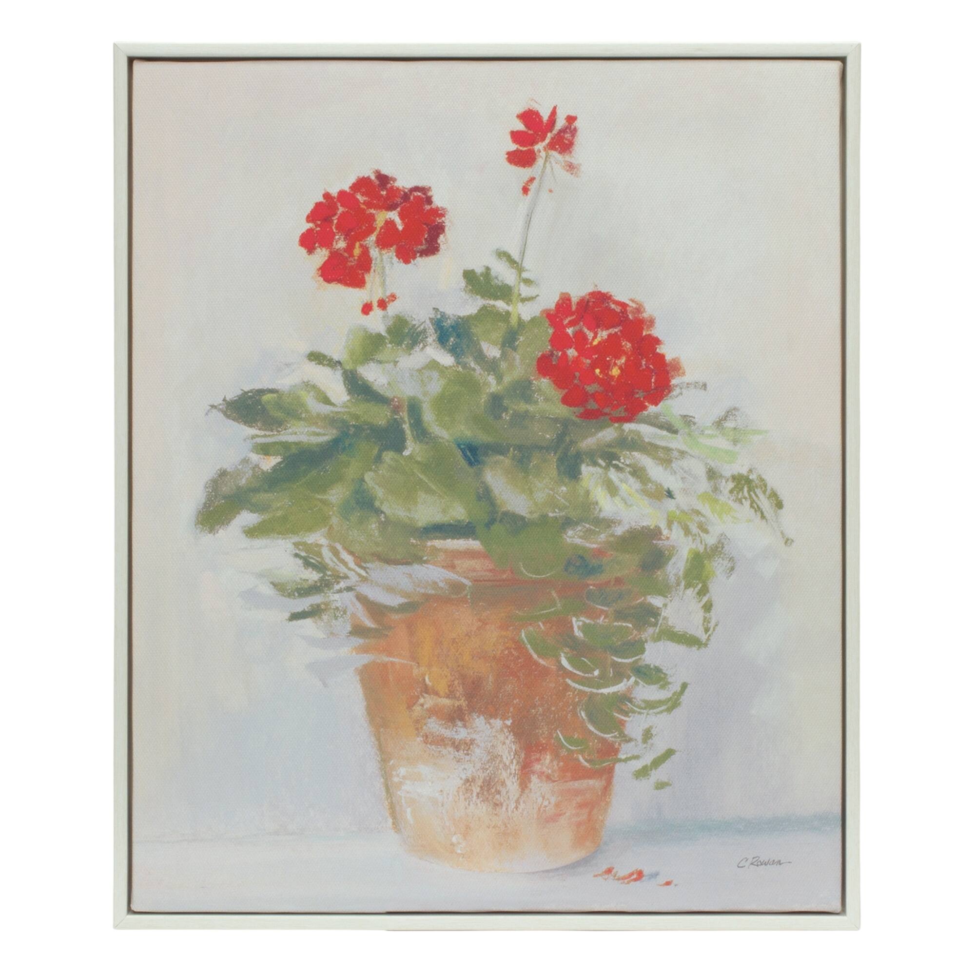 Back. BreeBe - Framed Potted Geranium Print (Set of 2) - Beige, Red, Green.