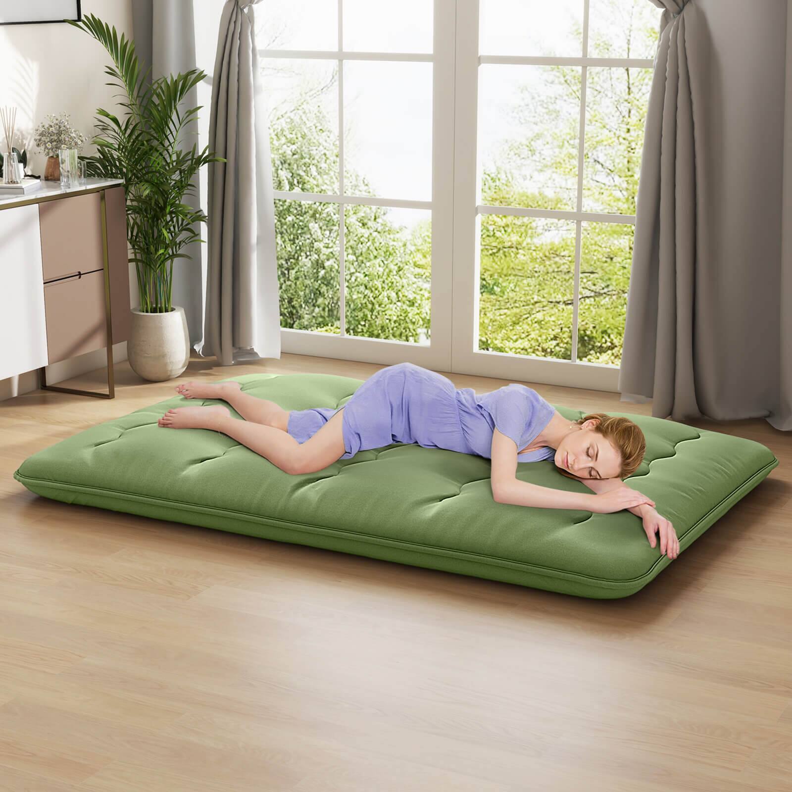 Alt View 3. Costway - Costway Full Futon Mattress Japanese Floor Pad Washable Cover Carry Bag Green - Green.