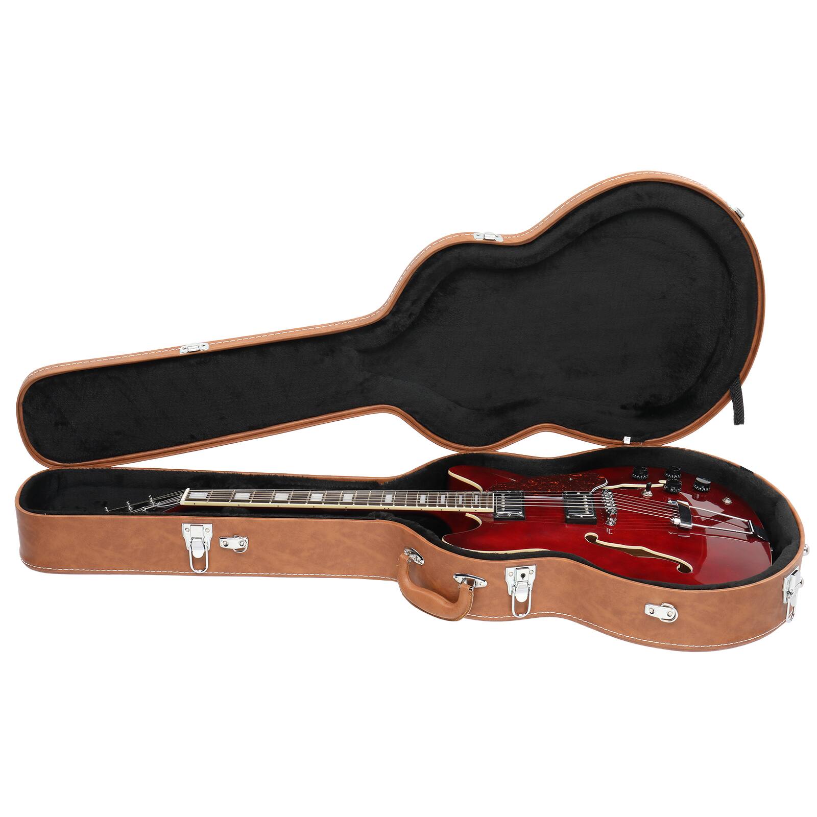 Alt View 1. Winado - Hard Case for 335 Style Semi-Hollow & Hollowbody Electric Guitar Brown.