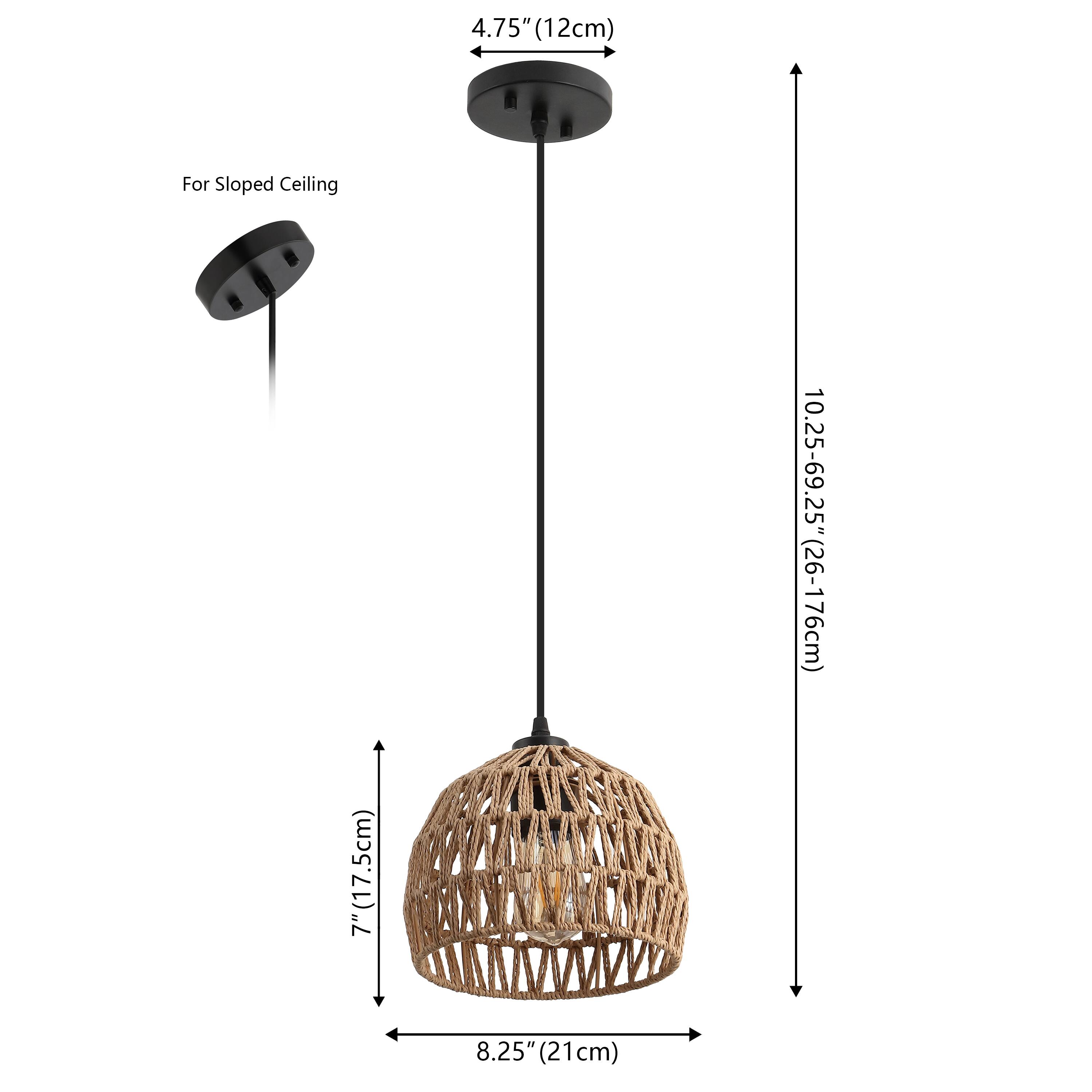 4.75" (12cm) For Sloped Ceiling  
7" (17.5cm)  
10.25-69.25" (26-176cm)  
8.25" (21cm)