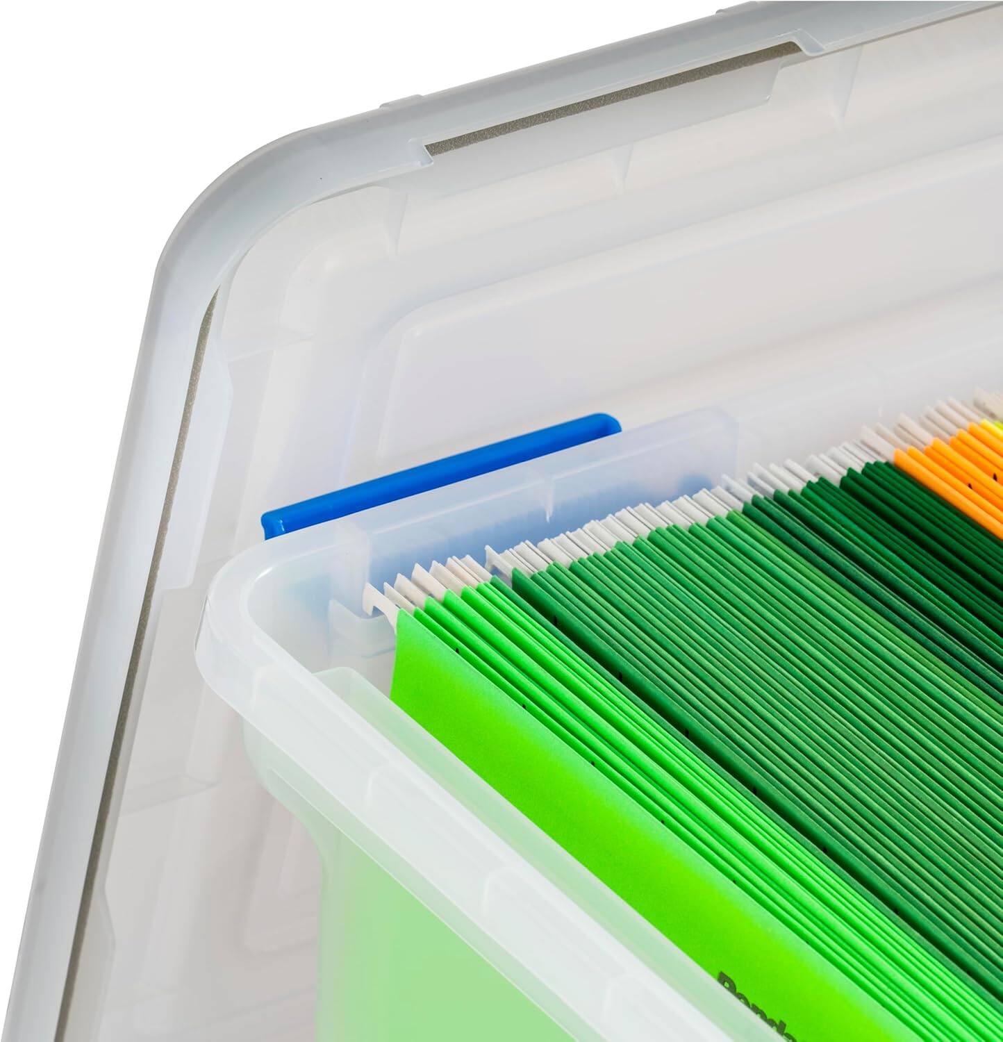 Alt View 6. IRIS USA - IRIS USA 32Qt Plastic File Box, Stackable Nestable, Blue, 3Pk.