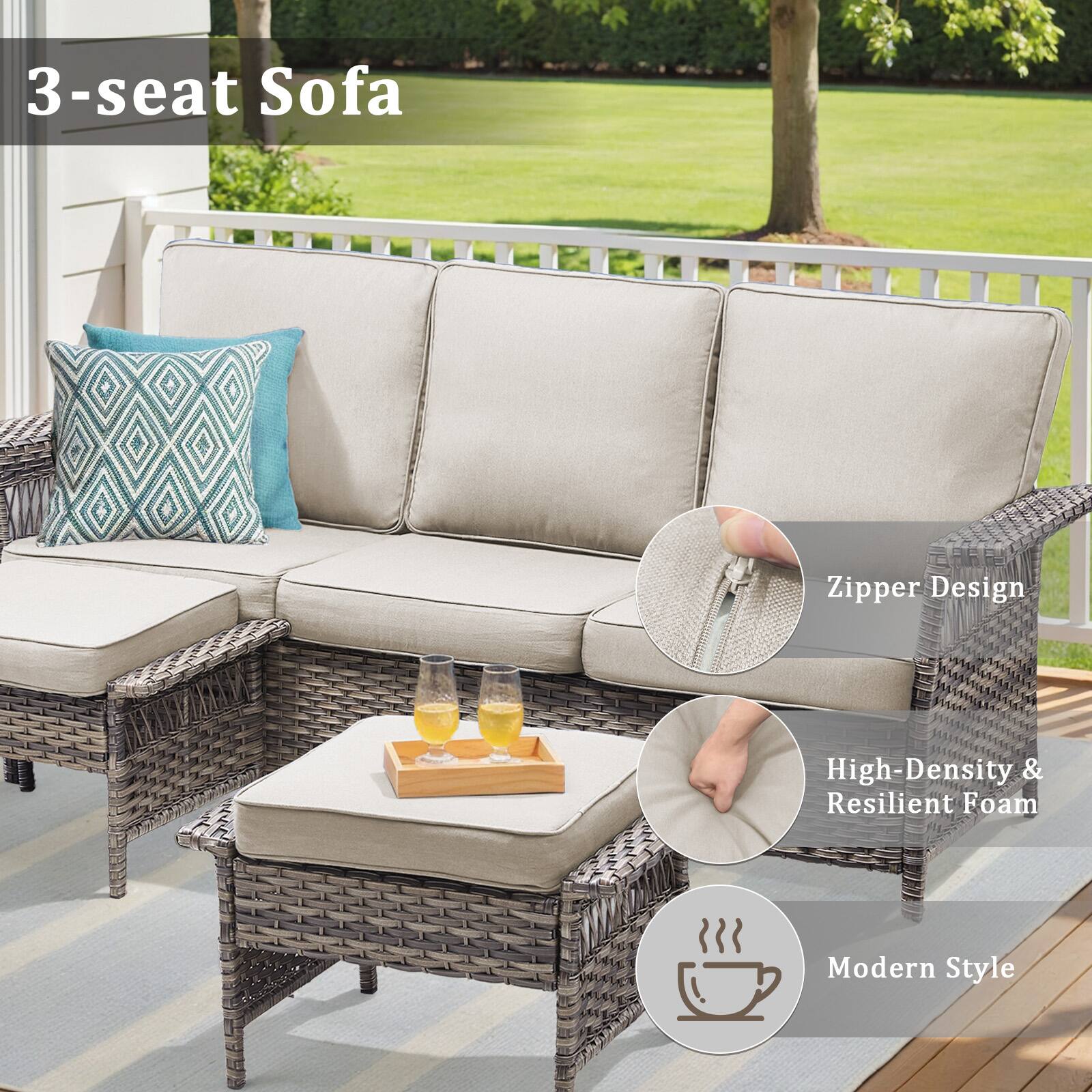 3-seat Sofa  
Zipper Design  
High-Density & Resilient Foam  
Modern Style