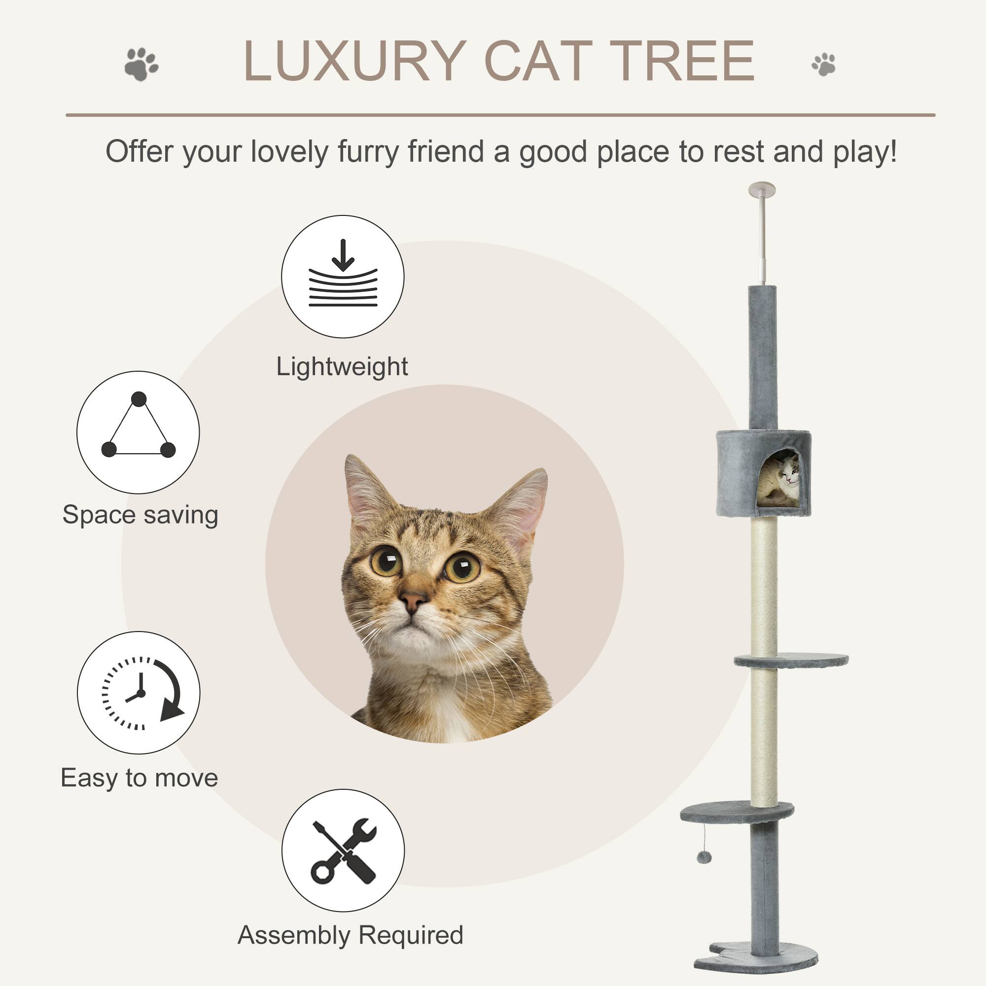 LUXURY CAT TREE

Offer your lovely furry friend a good place to rest and play!

- Lightweight
- Space saving
- Easy to move
- Assembly Required