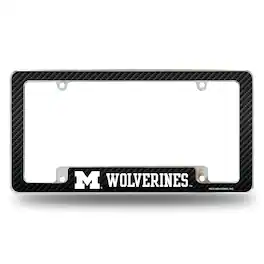 Rico Industries - Michigan Wolverines Chrome Metal License Plate Frame with Carbon Fiber Design - Multi