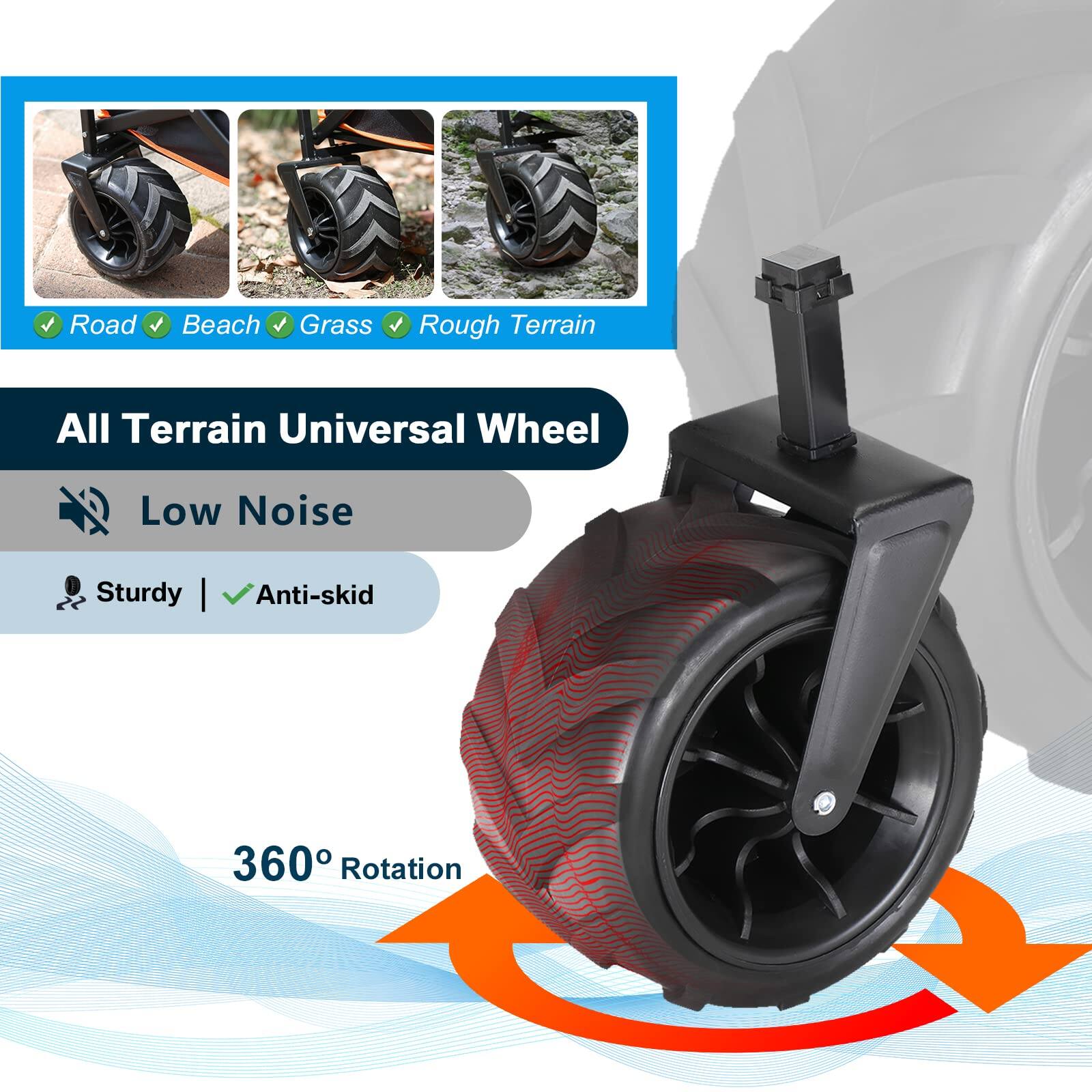 Road, Beach, Grass, Rough Terrain, All Terrain Universal Wheel, Low Noise, Sturdy, Anti-skid, 360° Rotation.